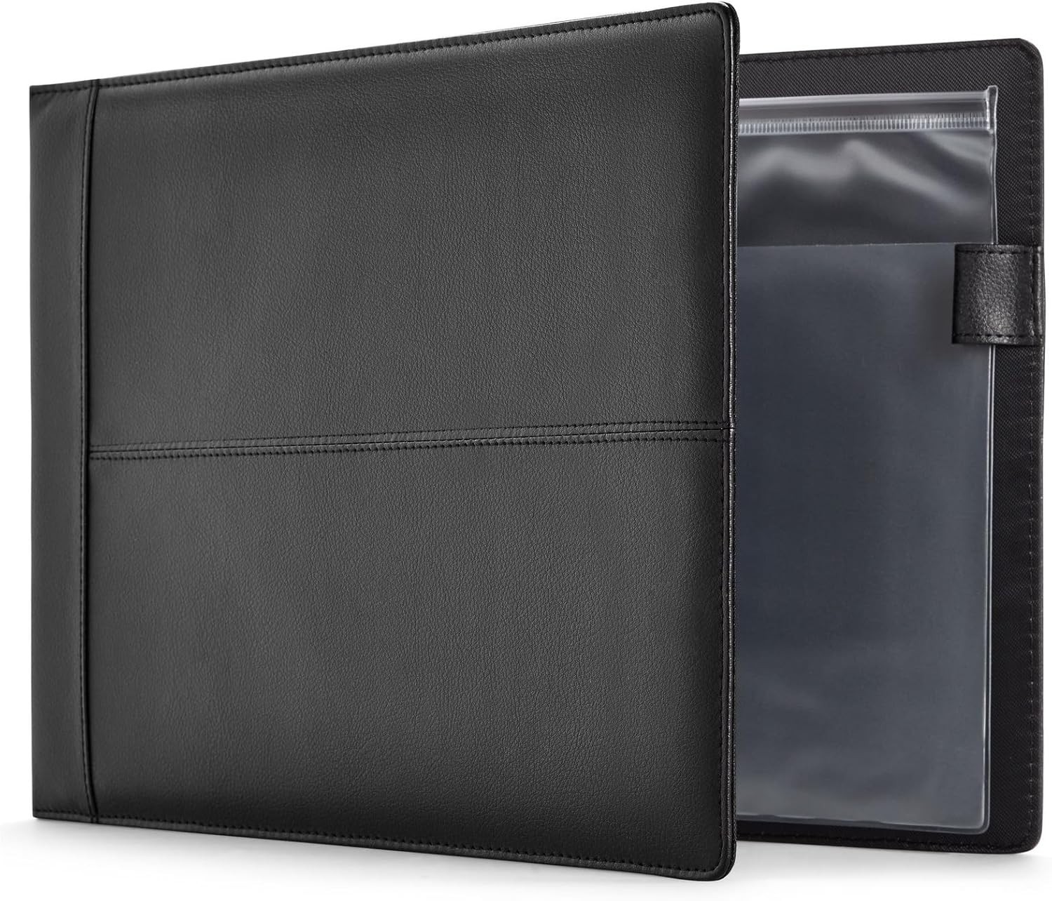 Check Binder Black Faux Leather 7-Ring 14×10 Fits 600 Checks Organizer