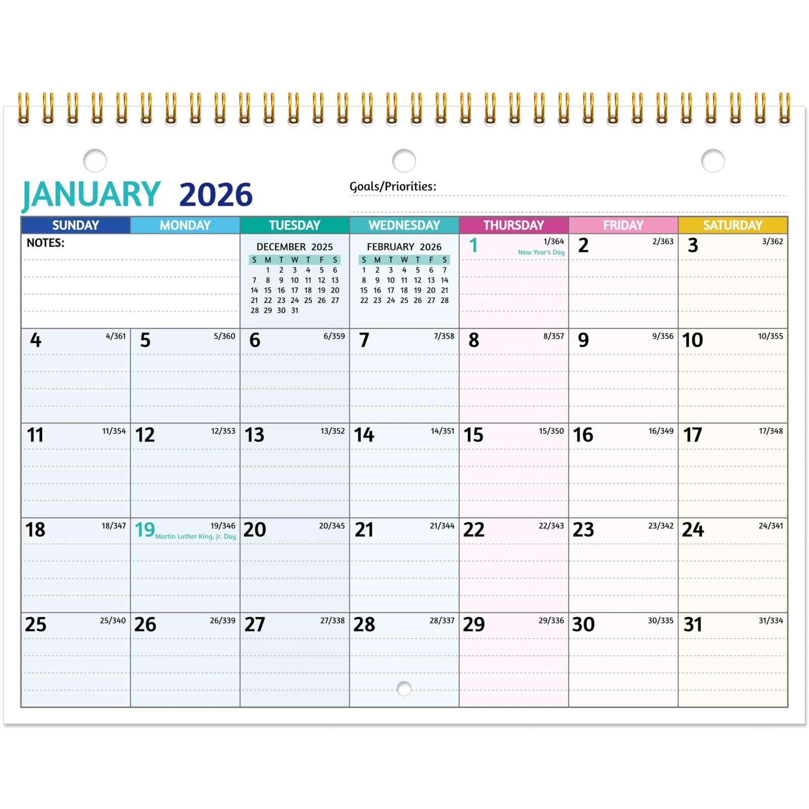 2026 Calendar – 2026 Wall Calendar, 11 x 8.5 In, Jan 2026 – Dec 2026, Small…
