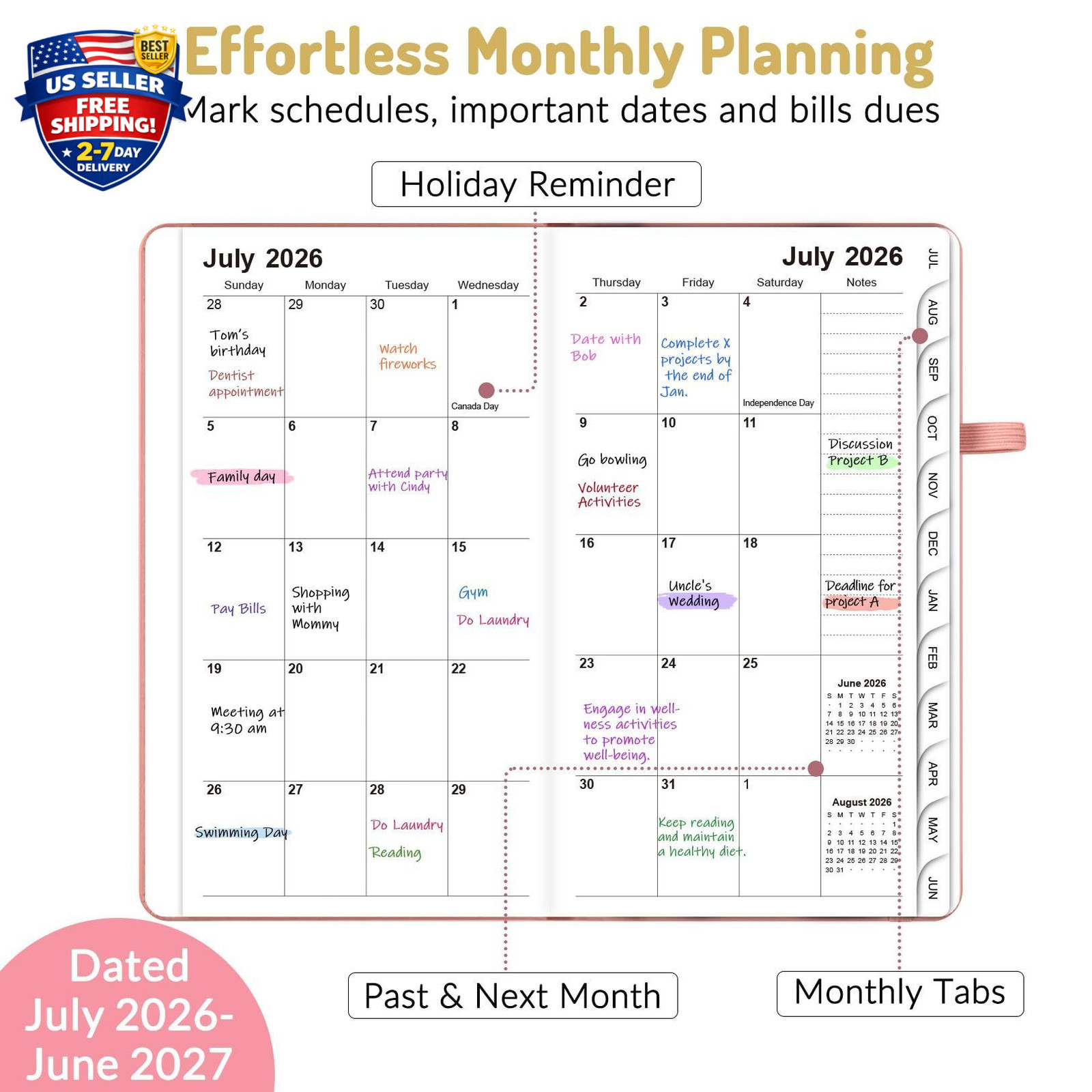 Pocket Planner 2026-2027, Weekly Monthly Planners for Purse, 3.5″ x 6″