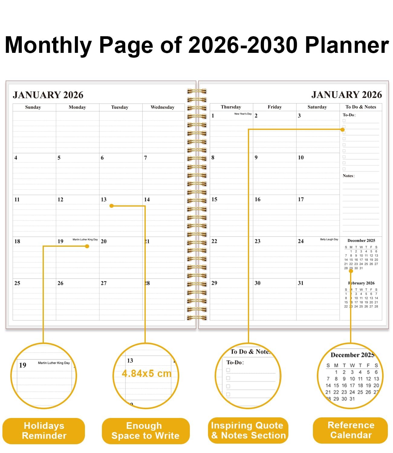 5 Year Monthly Planner 20262030 60 Months Calendar 8.5 x 11 Flexible Cover Pock