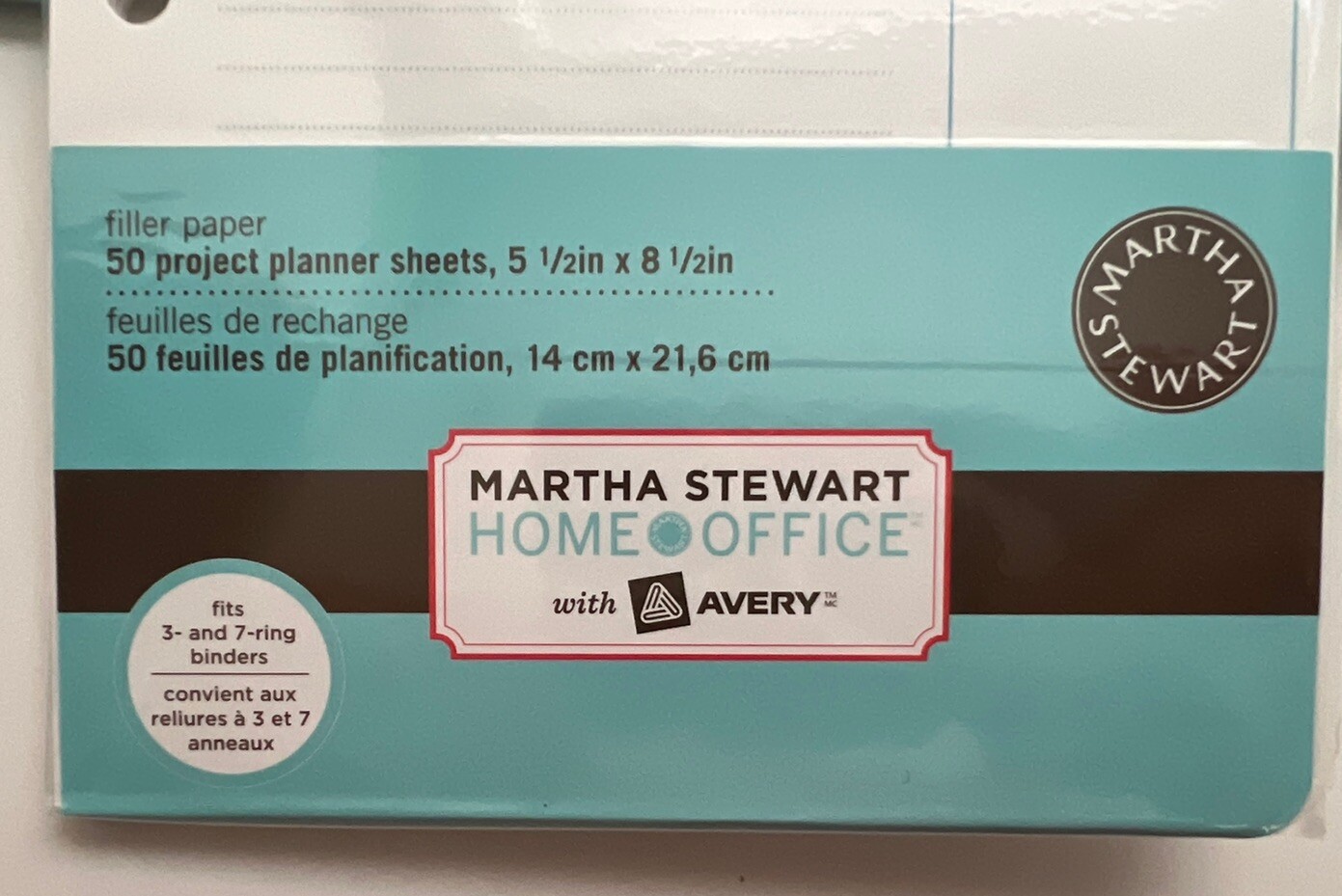 Martha Stewart Avery Filler Paper Project Planner Sheets 5.5 x 8.5 200 Sheets