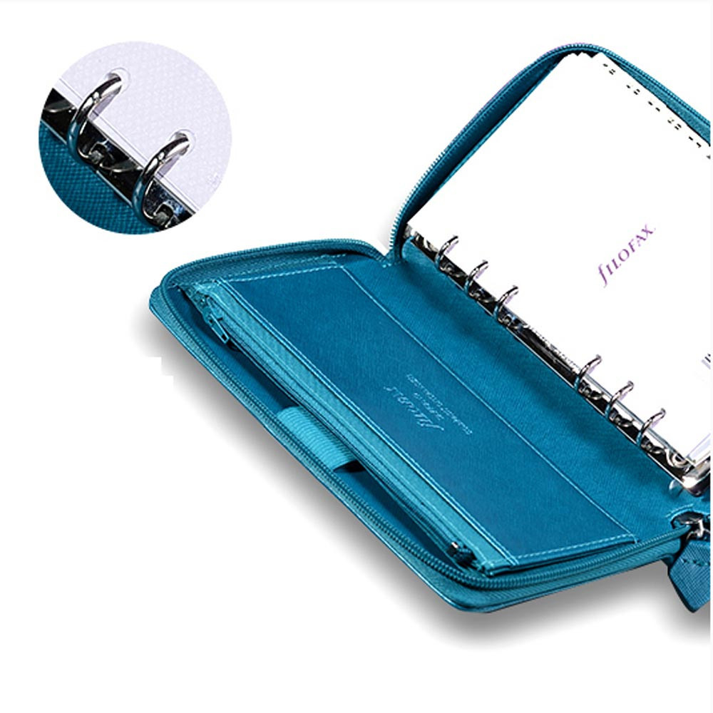 Filofax Saffiano Compact Zip Organiser Planner Diary Aquamarine Blue 022536 #B9