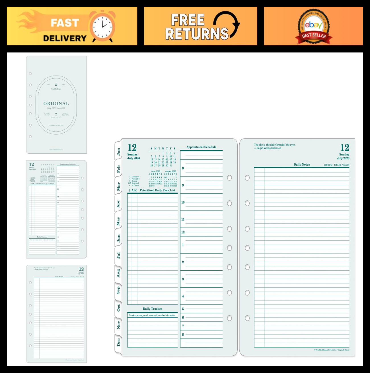 Original Ring-Bound Planner Refill – Two Page Per Day, Classic, Jul 2026 – Jun 2