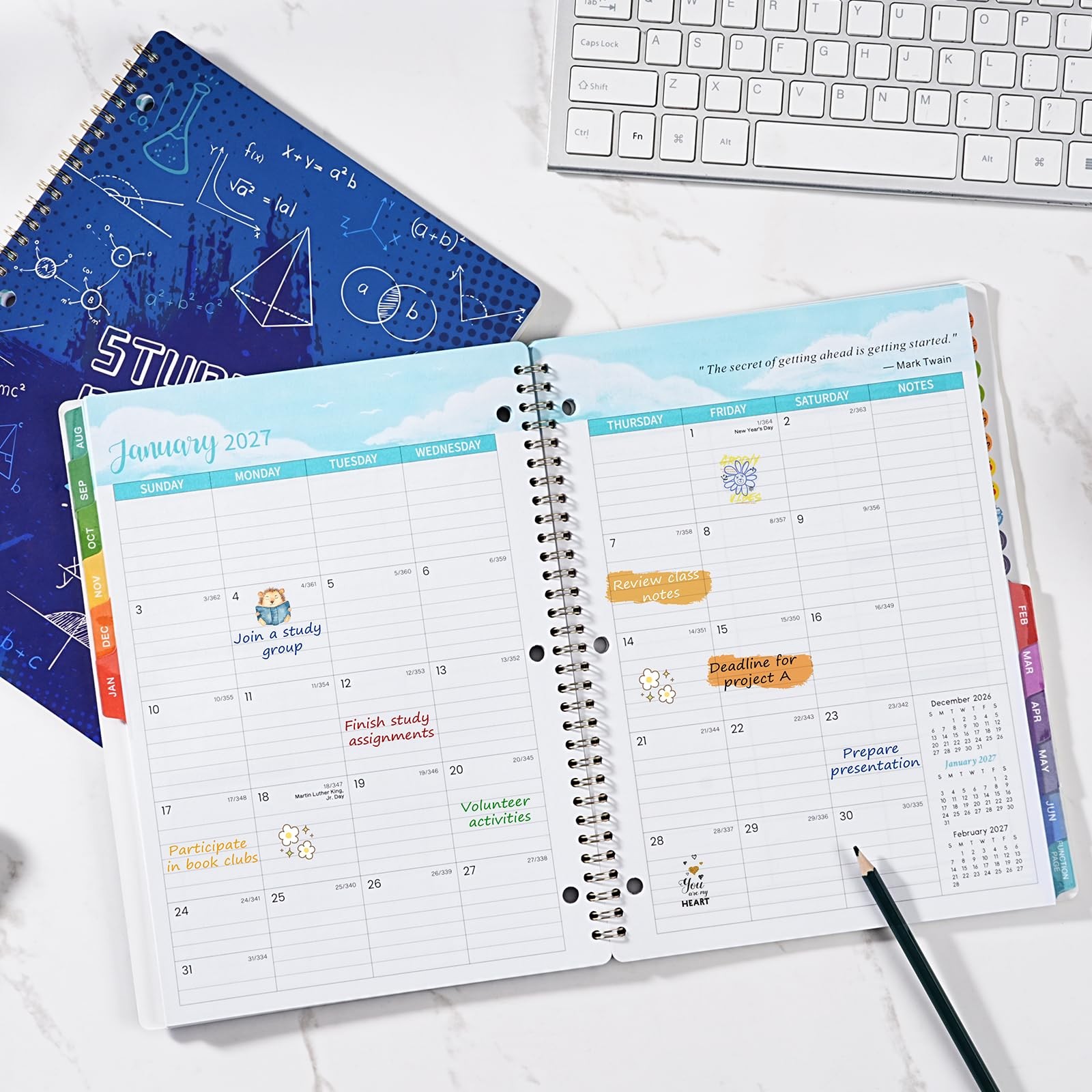 Student Planner 2026-2027 – Academic Year Weekly & Monthly 11″ x 9″, Blue