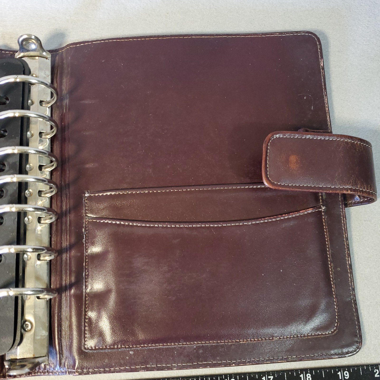 Franklin Full Grain Leather Day Timer Planner 7 Ring Red Brown Binder Vtg *READ*