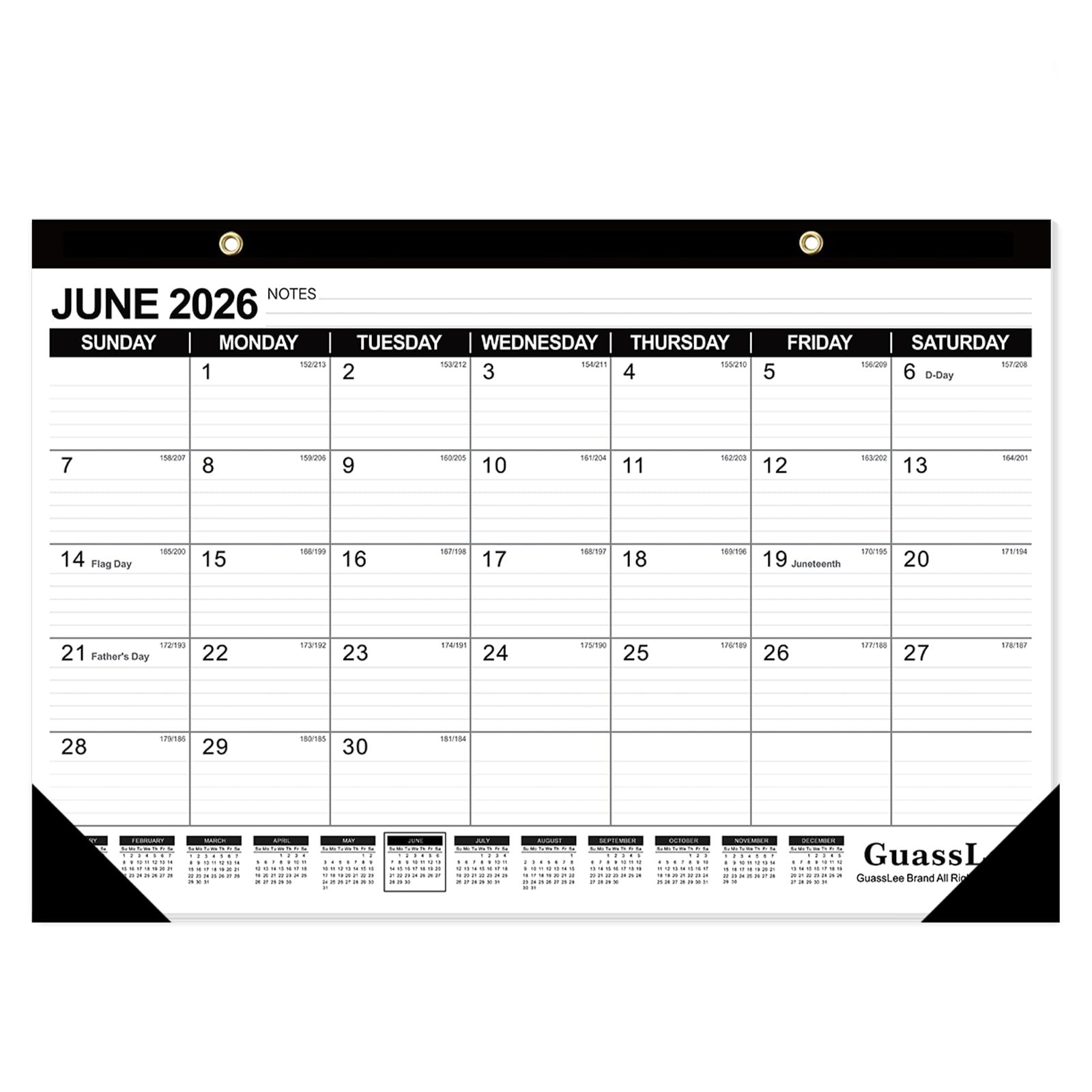 GuassLee Desk Calendar 2026-2027 – 19 Months Academic 17″x11.5″, Jun 1 pack