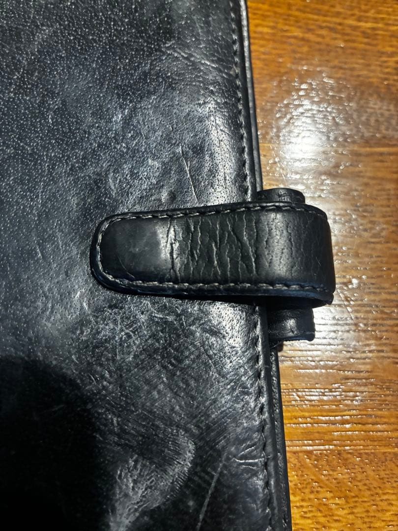 Filofax System Planner Black Leather Bible Size business rare solid Authetnic