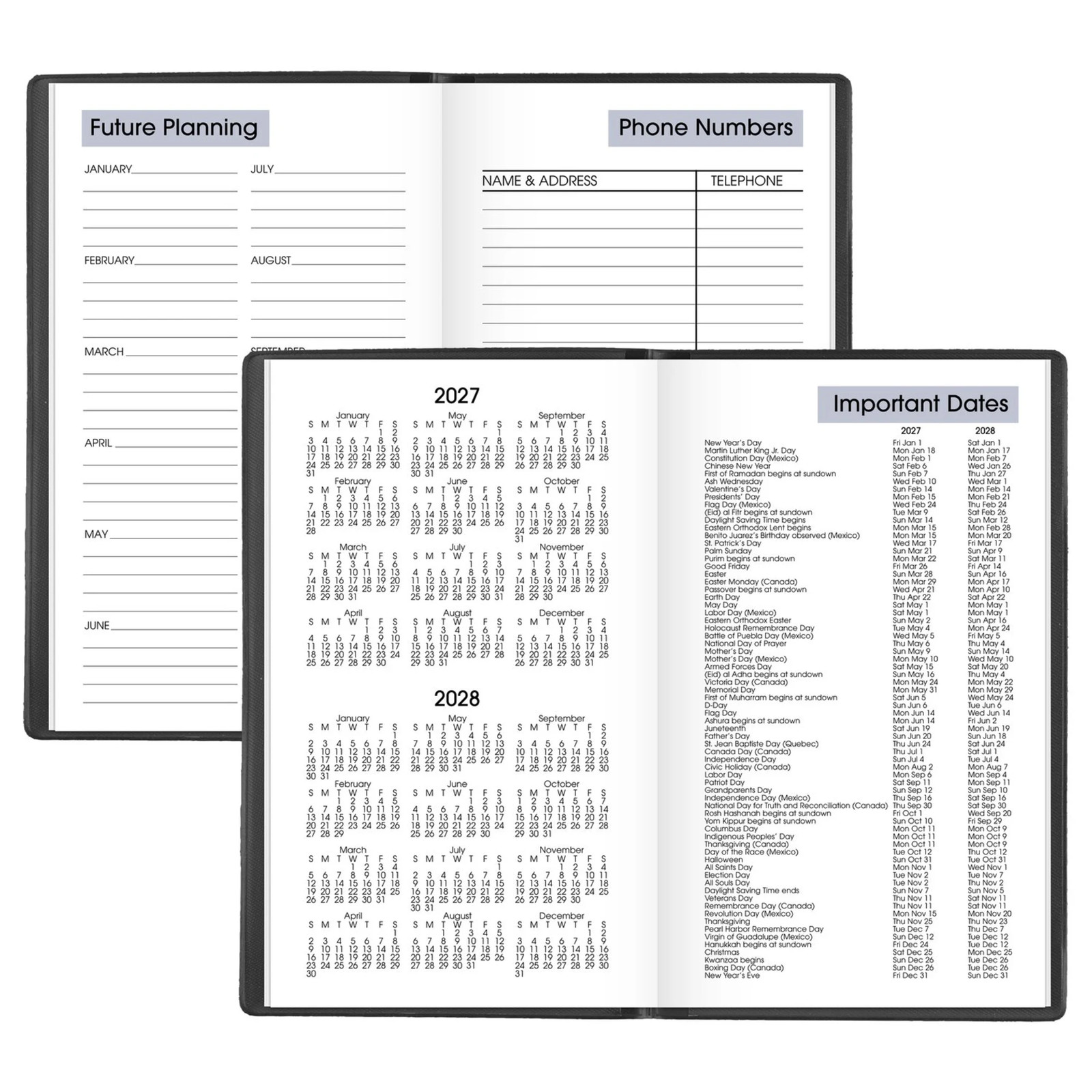 AT-A-GLANCE DayMinder 2027 Weekly Planner, Black, Pocket, 3 1/2″ x 6″