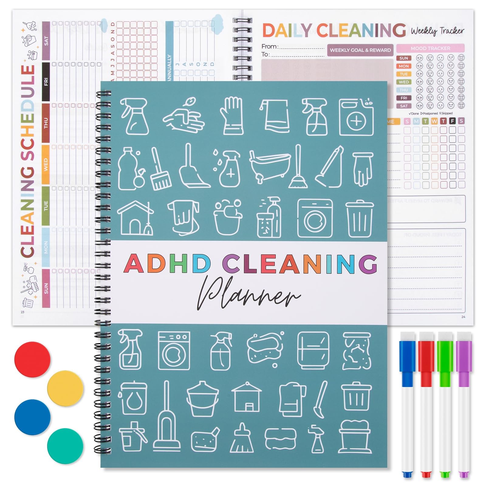 Adhd Cleaning Planner For Adults, Undated Planner With Daily, Weekly, Monthly