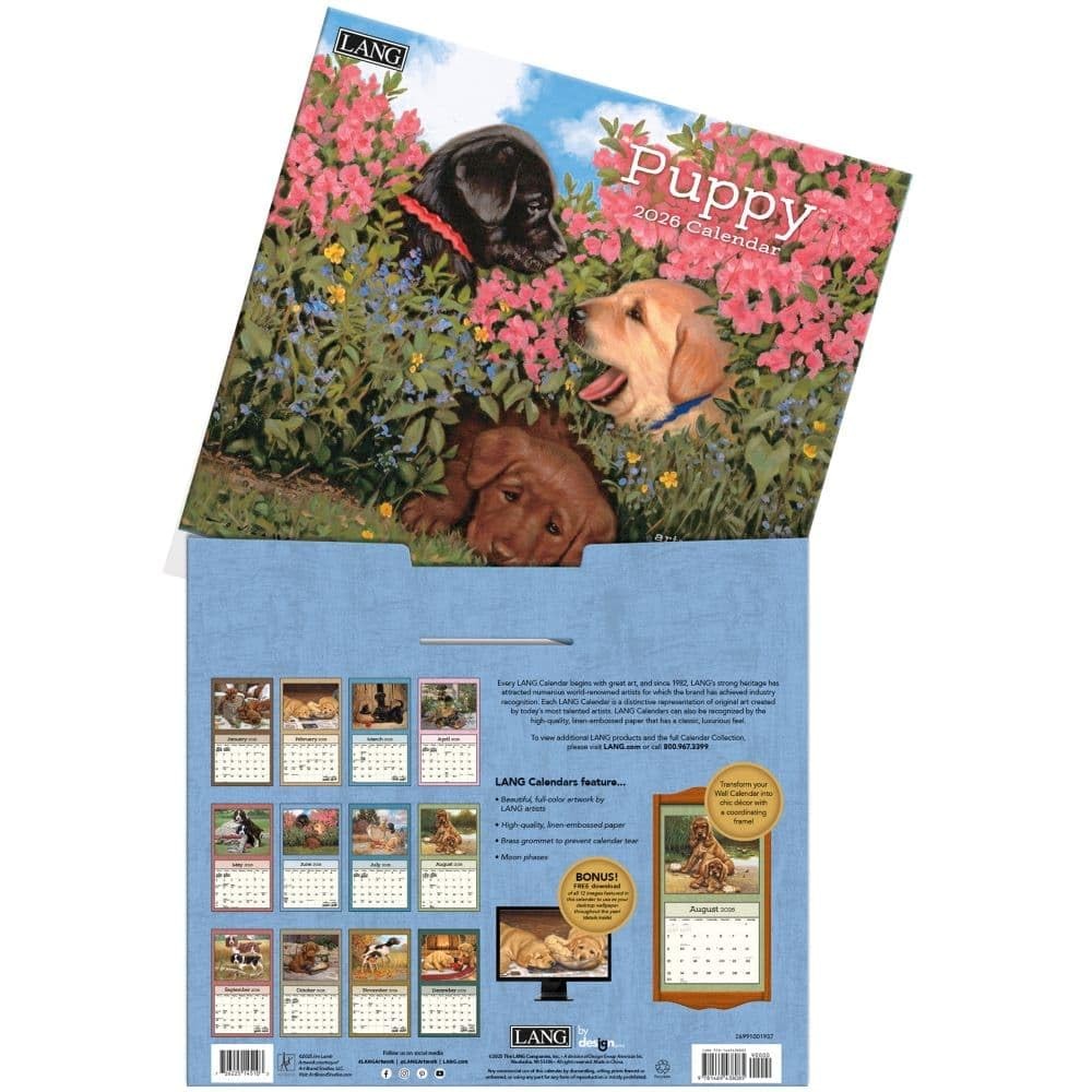 Lang, Puppy 2026 Wall Calendar by Jim Lamb, 13.4” X 12”, 12-Month 2026