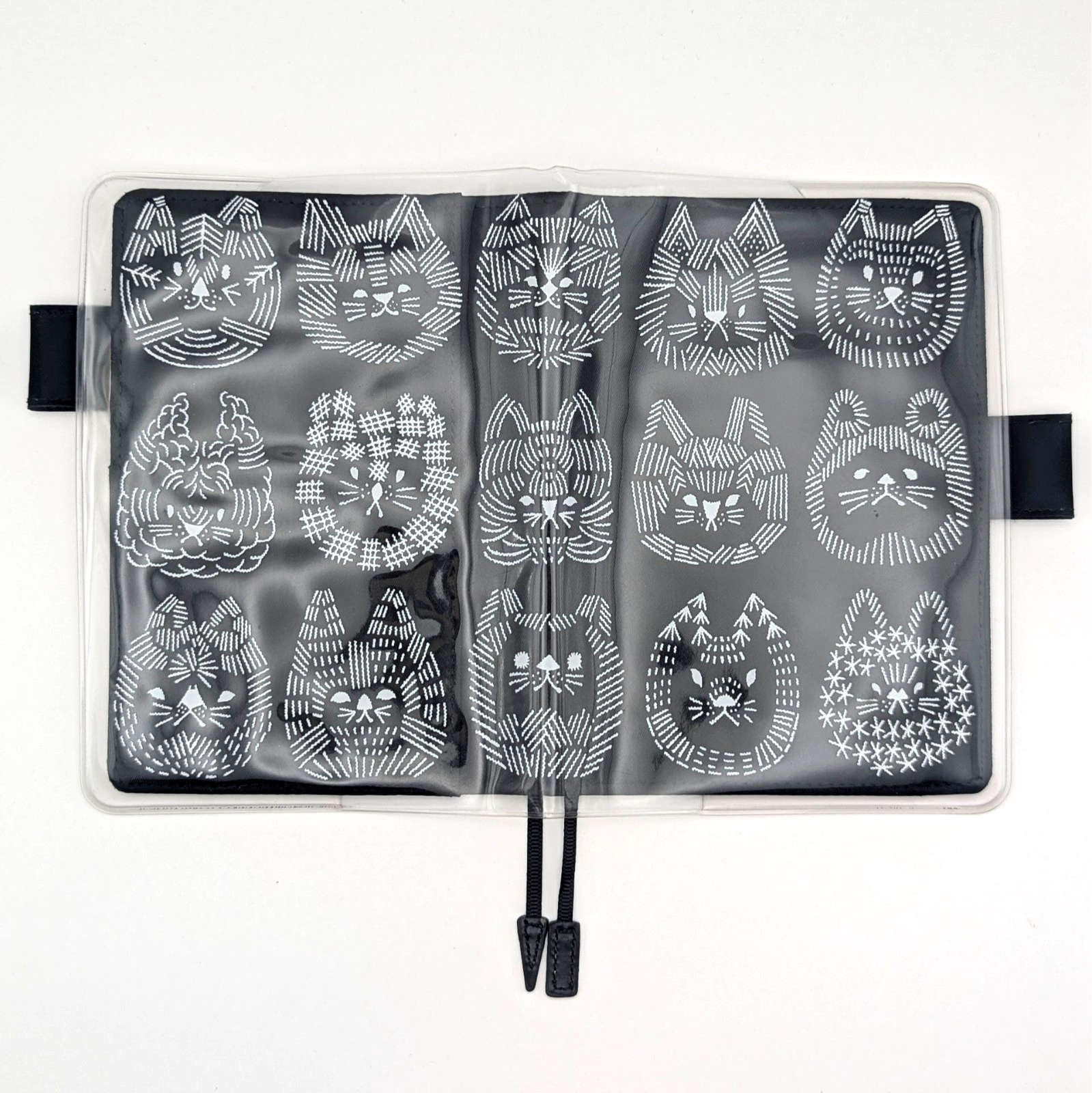 Hobonichi Techo Cover Colors Black A6 w/Cover on Cover Toshiyuki Fukuda Cat
