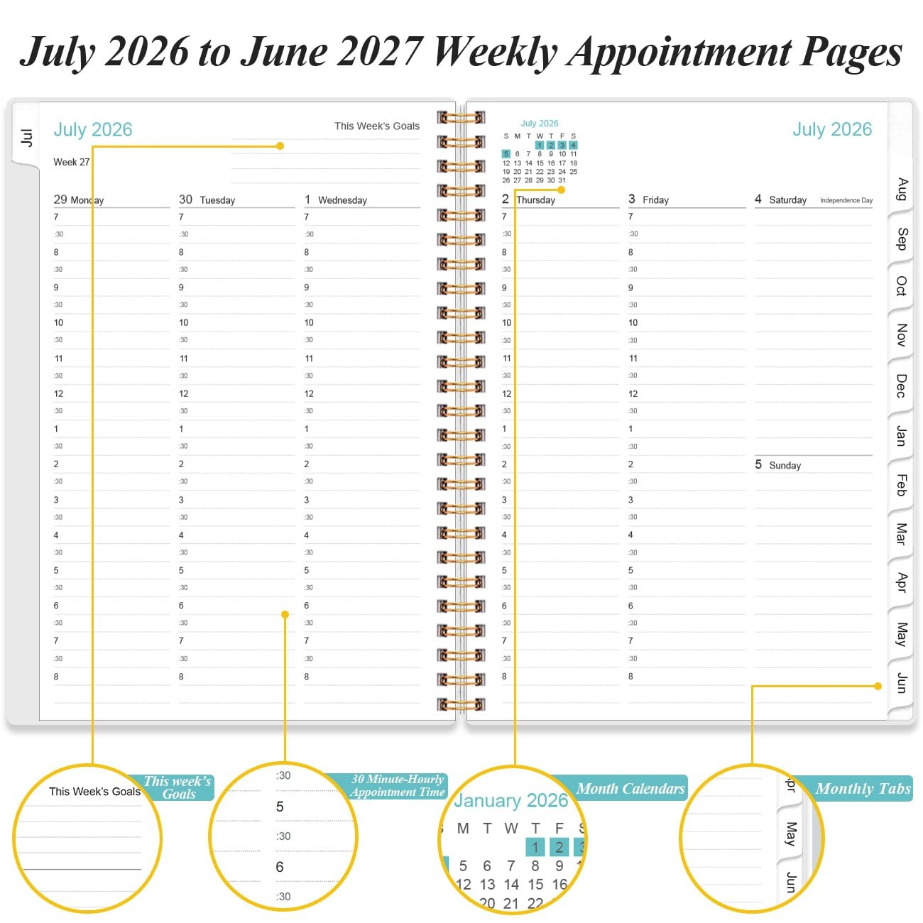 2026-2027 Appointment Book & Planner – Daily 6.4″ x 8.5″, Flower-B