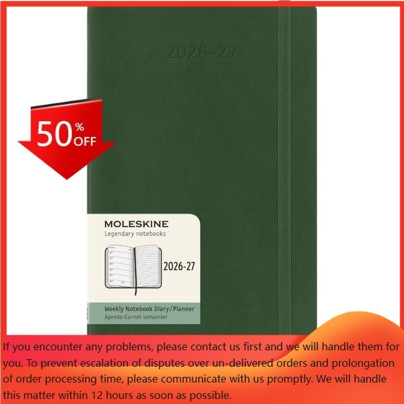 Moleskine 2026-27 Weekly Planner Large 5″x8.25″ Myrtle Green Softcover 18MO