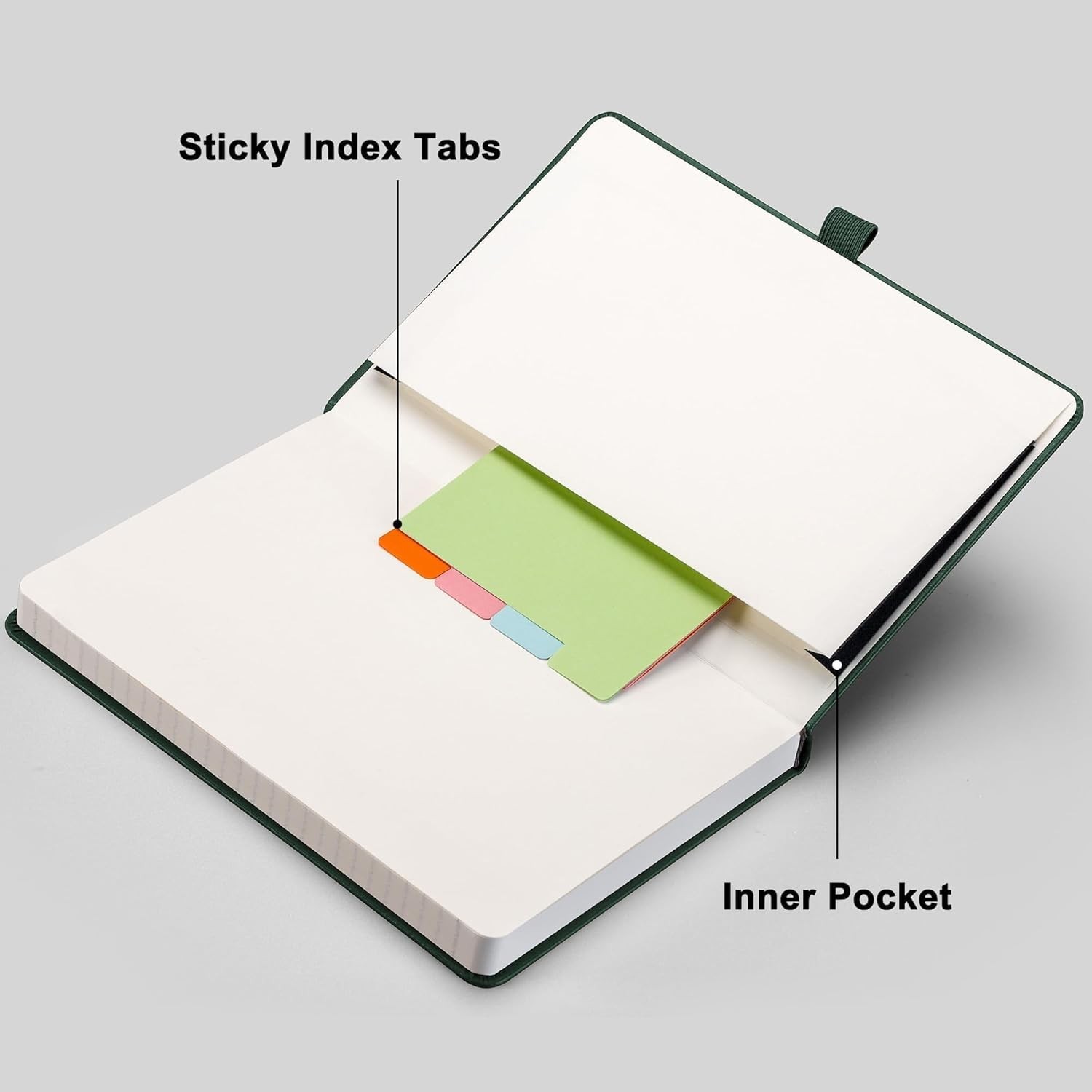 RETTACY Lined Journal Notebook, 192 Numbered Pages, 5.7″ × 8.3″, Dark Green