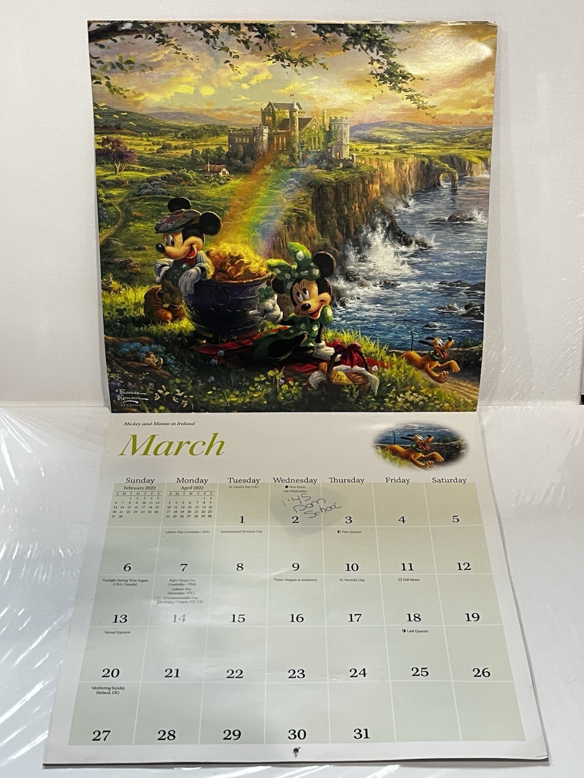 DISNEY Calendar THOMAS KINKADE ART DREAMS COLLECTION OG/ART 2022 Jasmine Cover