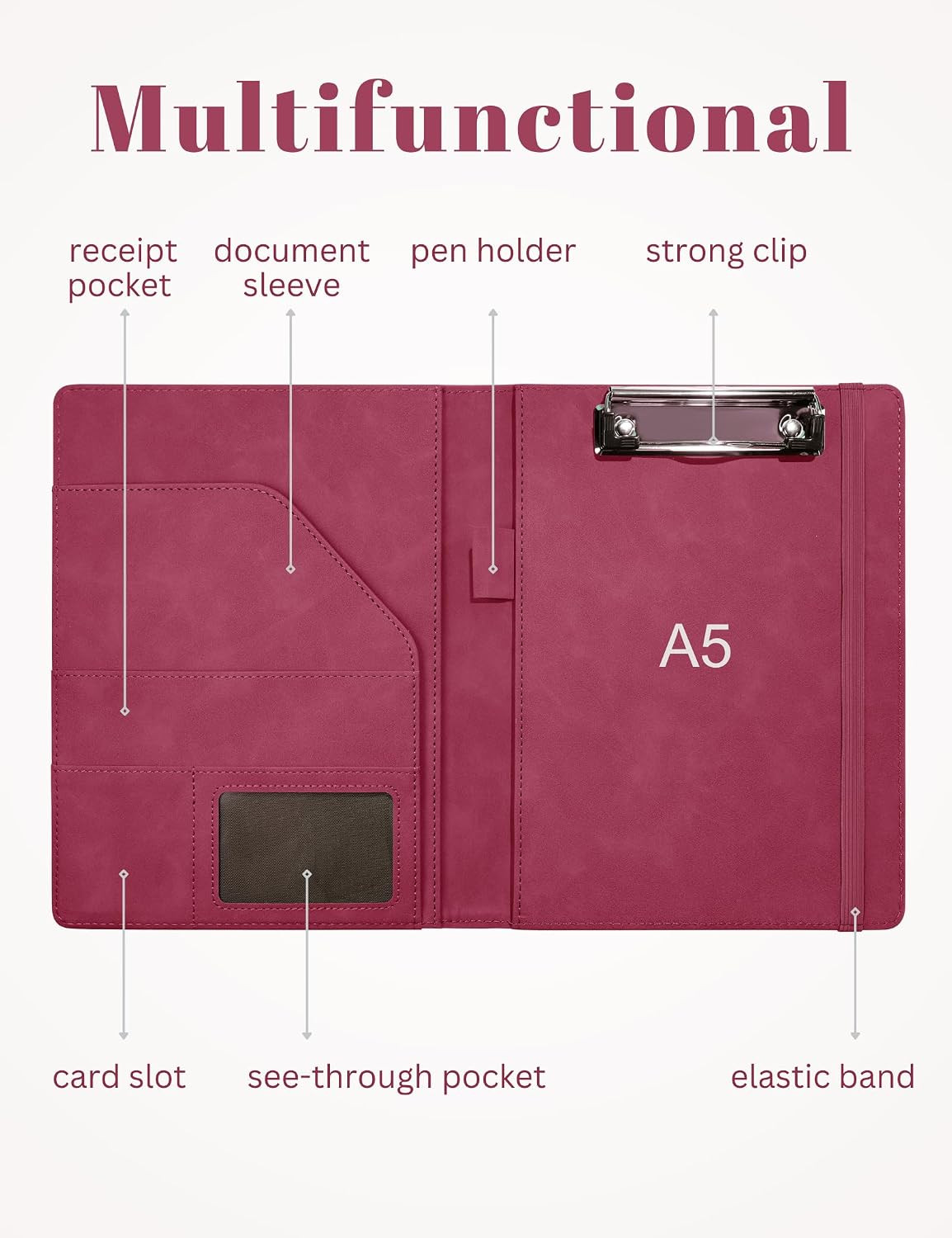 Small Padfolio Clipboard Folder for 5X8 Inch Writing Pads, Compact A5 Portfolio