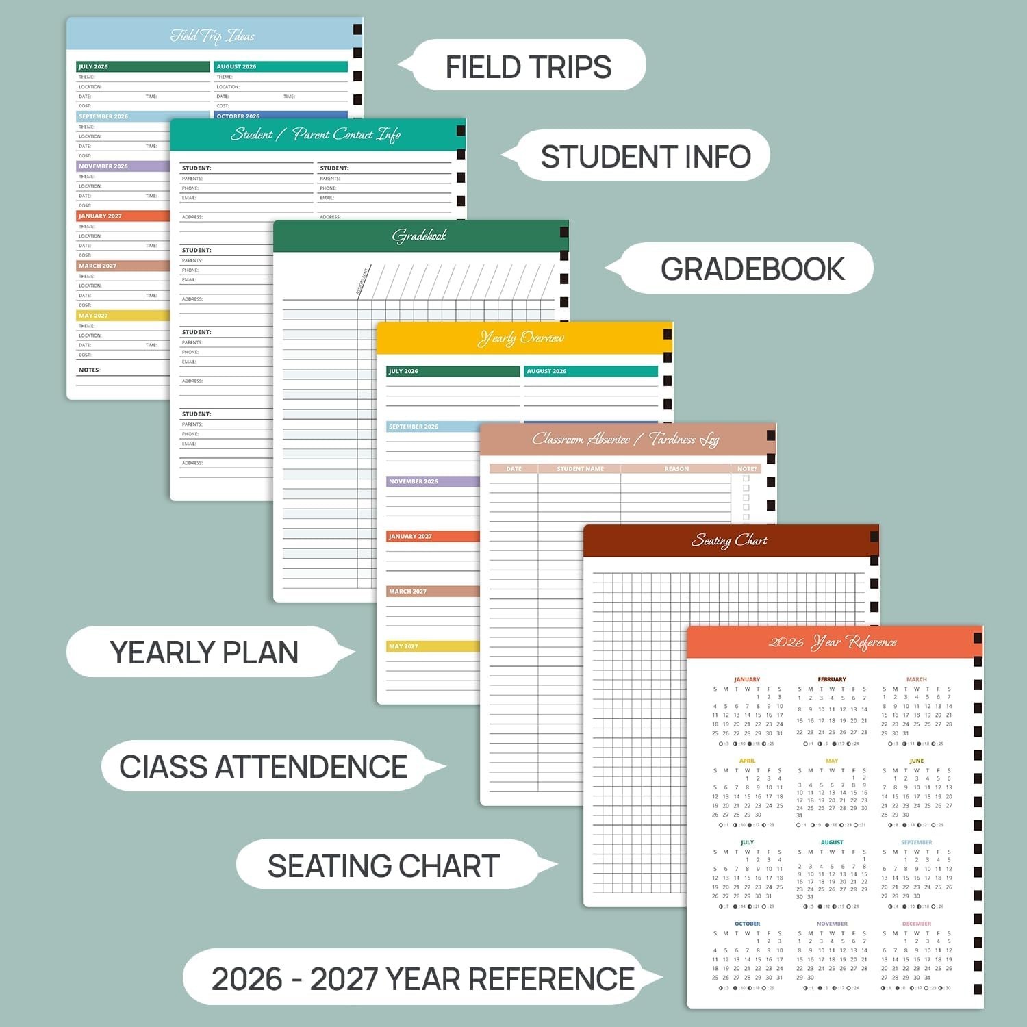POPRUN Teacher Lesson Planner 2026-2027, (Letter Size – 8.5” x 11”) Academic P