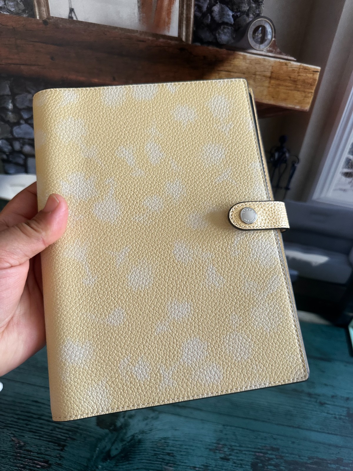 COACH Notebook with Floral Print CDY00 Silver/Washed Yellow NEW!