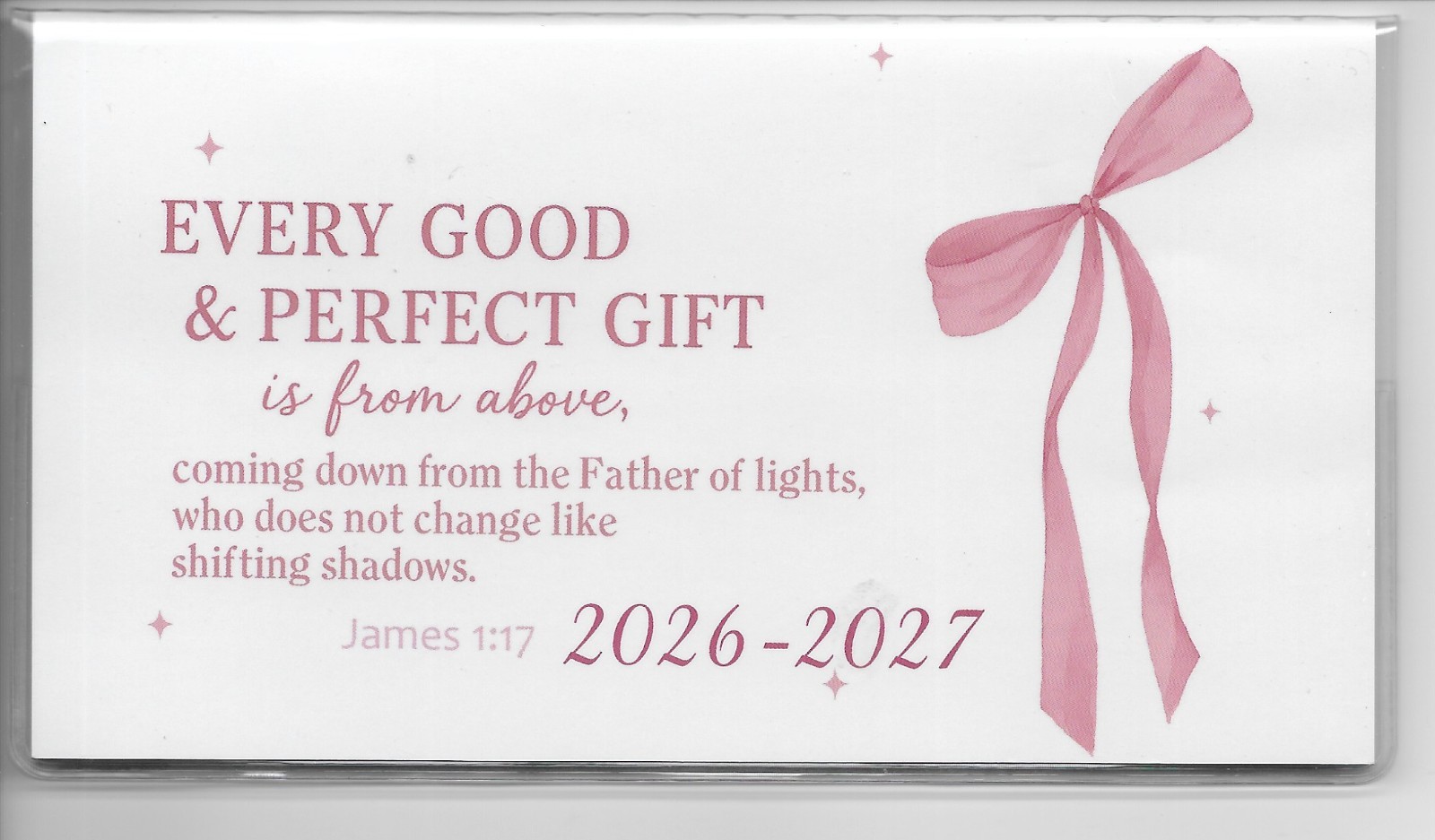 Pocket Calendar 2026-2027 -Two Year Monthly Planner 3.5″ x 6.5″ PINK RIBBON