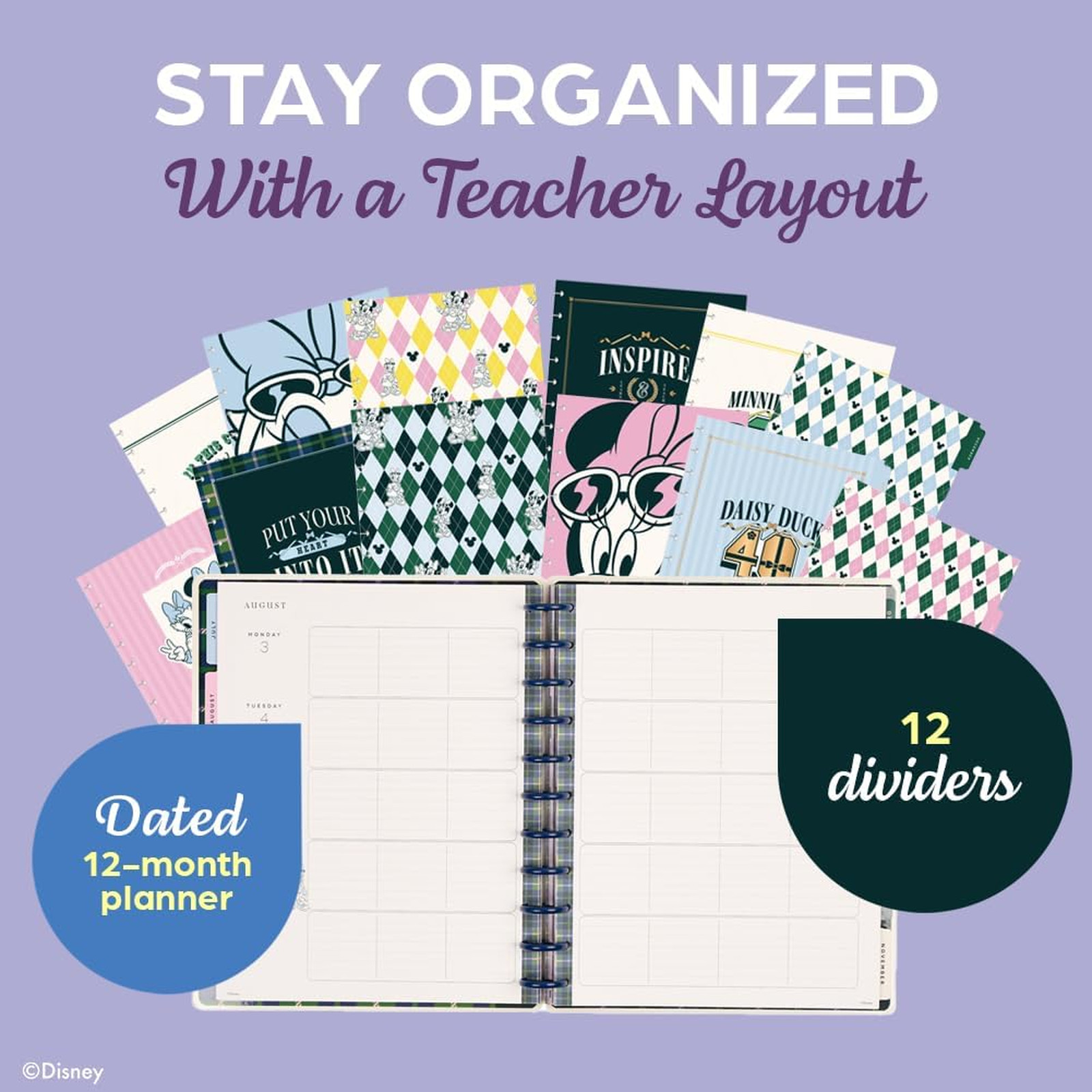 Disney Happy Planner Disc Bound Academic Planner 12 Month July 2026 June 2027