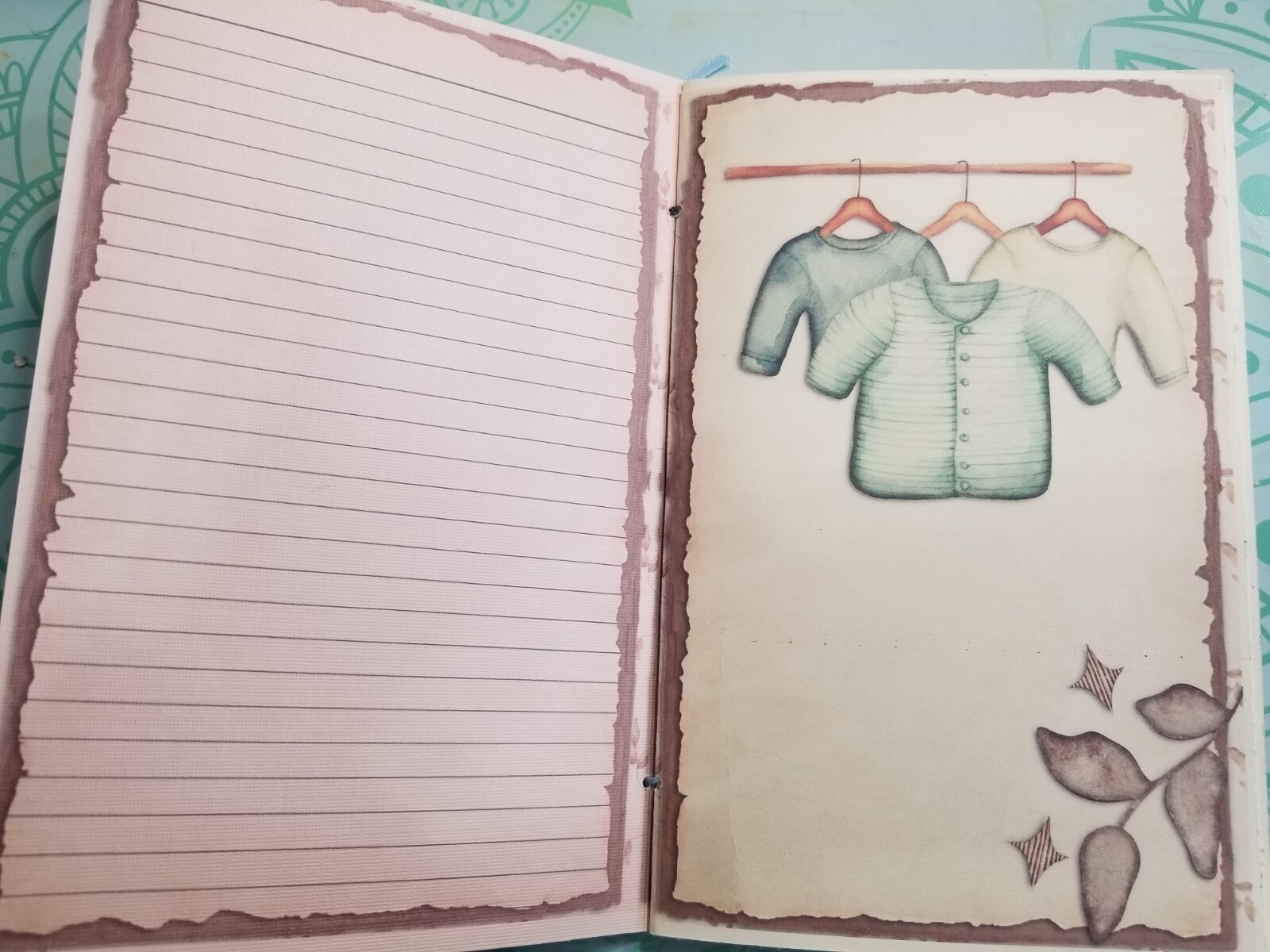 Junk Journal Blank Booklet “BABY BOY” HANDMADE Baby Album, LG 8.5″x5.5″ 40pgs