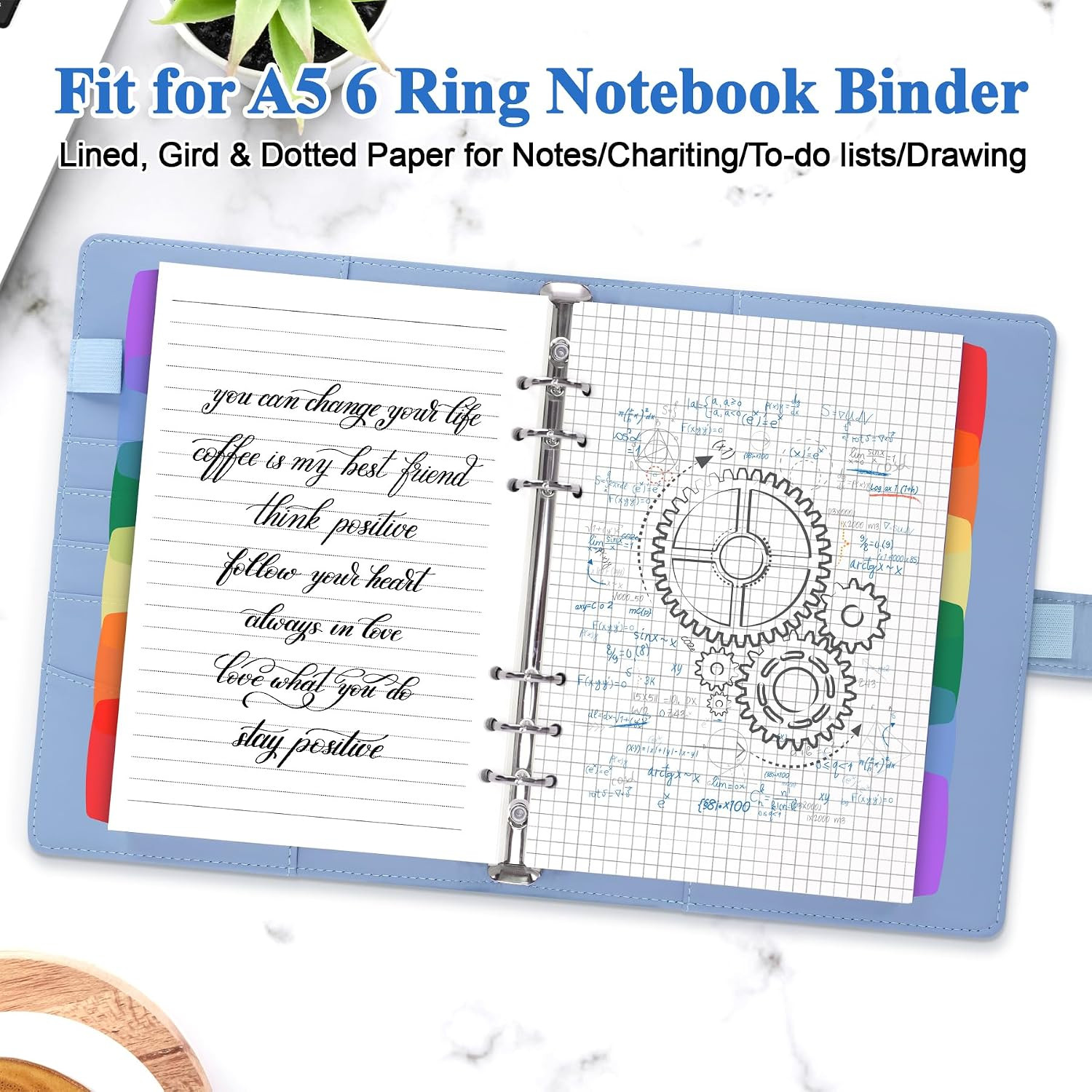 A5 Refill Paper Planner Inserts for A5 6 Ring Binder, 135 Sheets 6-Hole Lined/Do