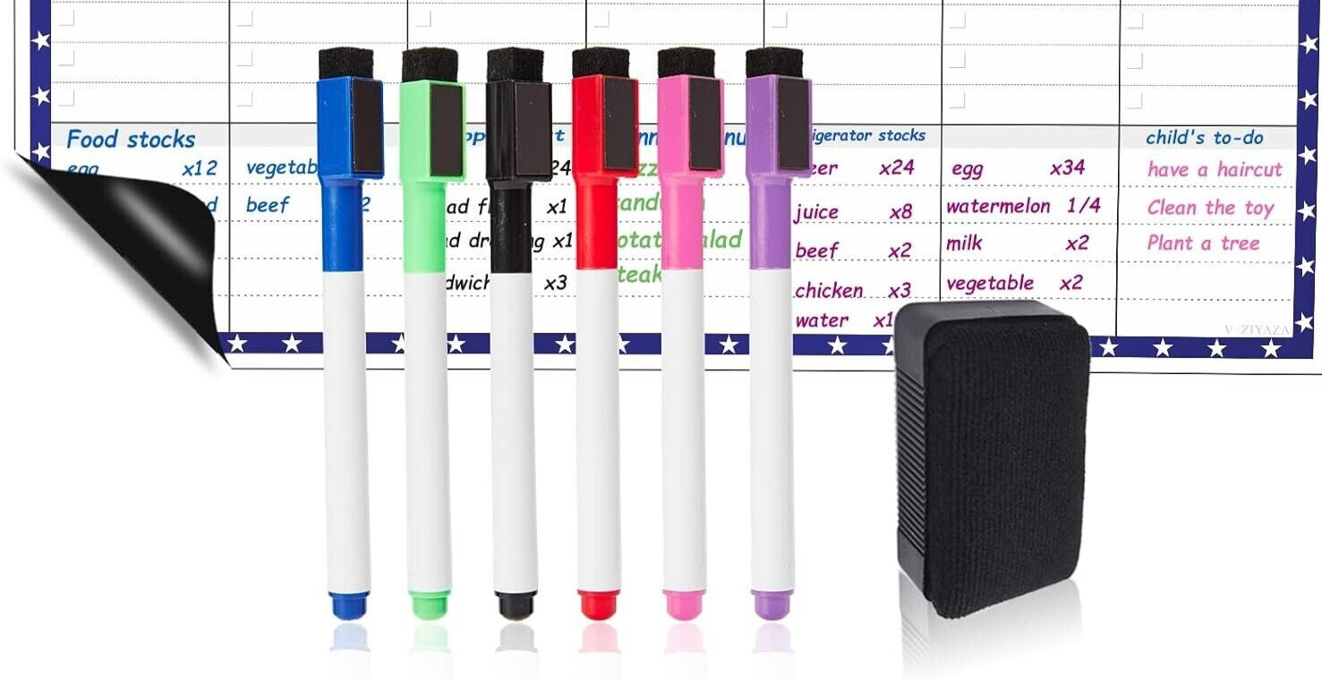 17″x12″, Magnetic Monthly Calendar, 4+2 Dry-Erase Markers, Magnetic Eraser