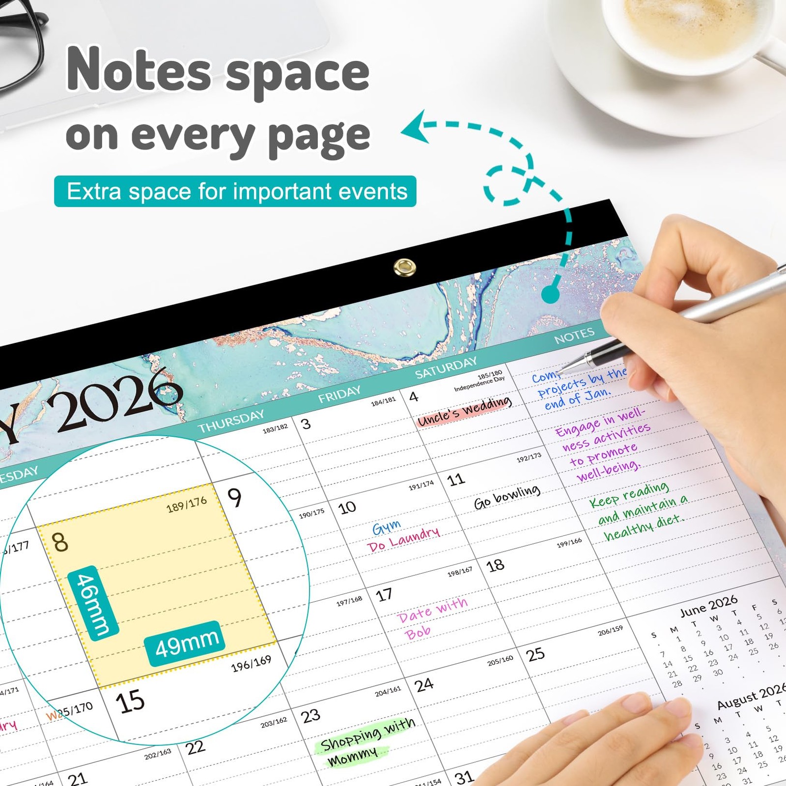 Forvencer Desk Calendar 2026-2027, 21 17 x 12″- (Apr 2026-Dec 2027), Blue
