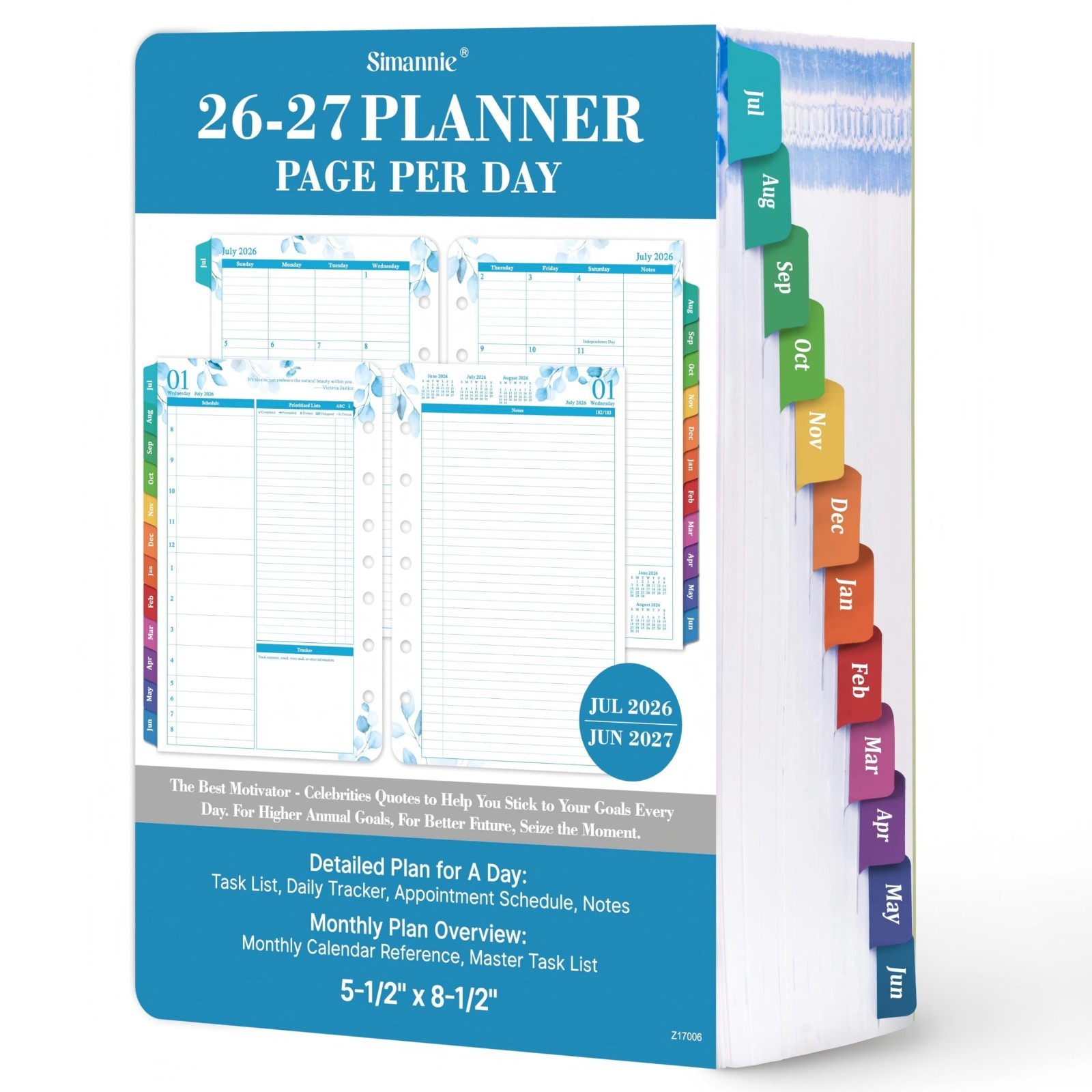 Daily Planner Refills 2026-2027, Two Pages Per Day, Monthly Inserts, 8.38″x5.51