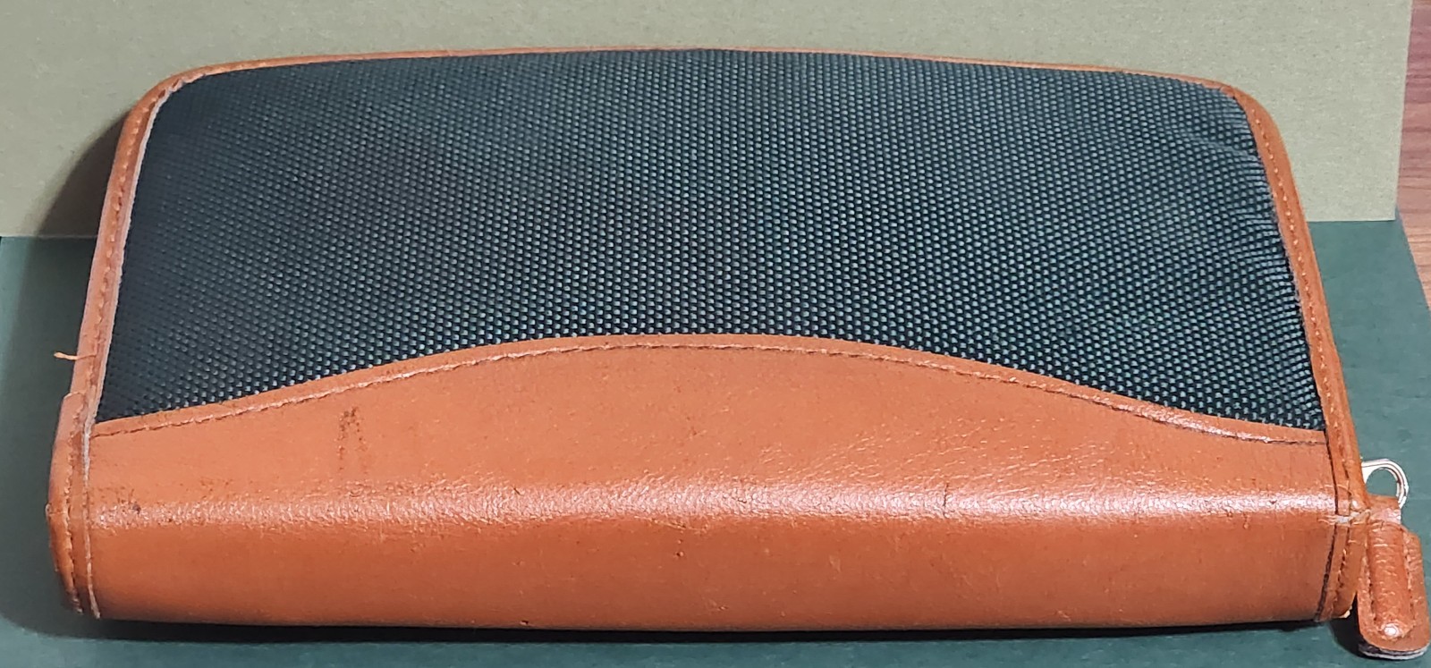 Day-Timer Navigator Brown Leather & Green Canvas 6-Ring 8.5×5.5 Planner