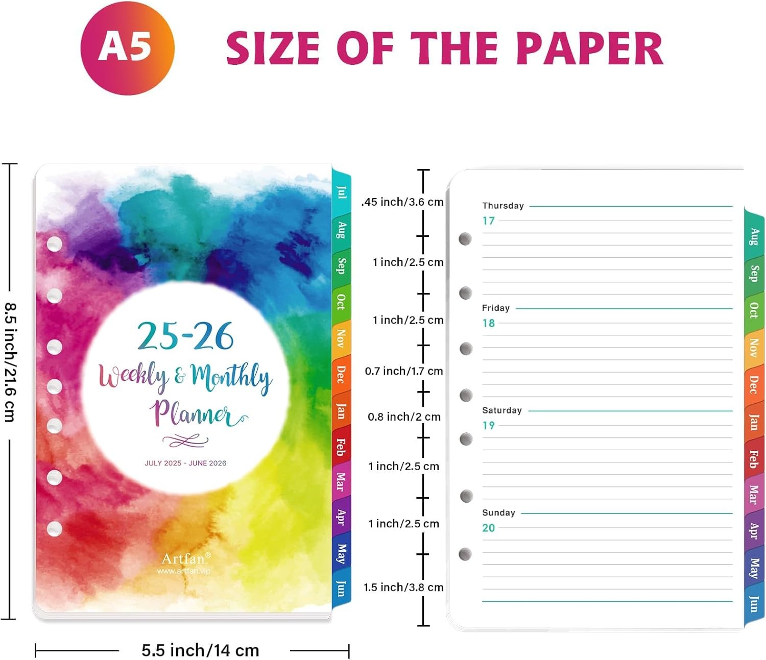 2025-2026 Planner Refills – from July Multicolor