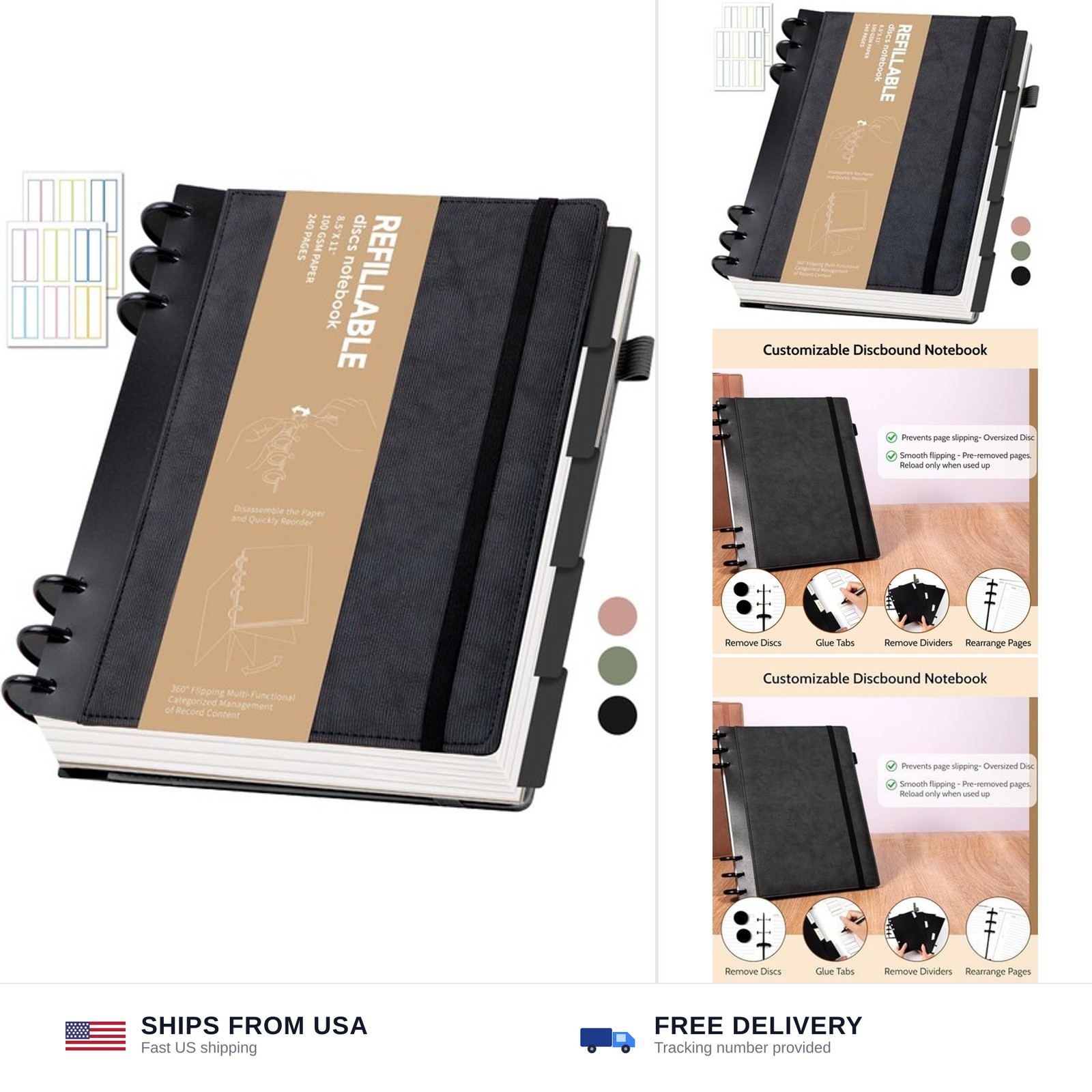Yoment Refillable Notebooks for Work 5 Subject with Removable Dividers Tabs 2…