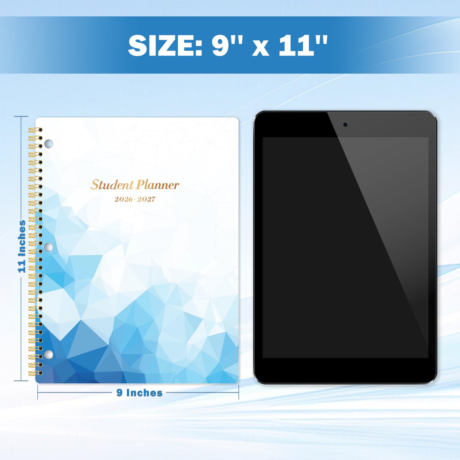 Student Planner 2026-2027 – Monthly and Weekly School 9″ x 11″, blue