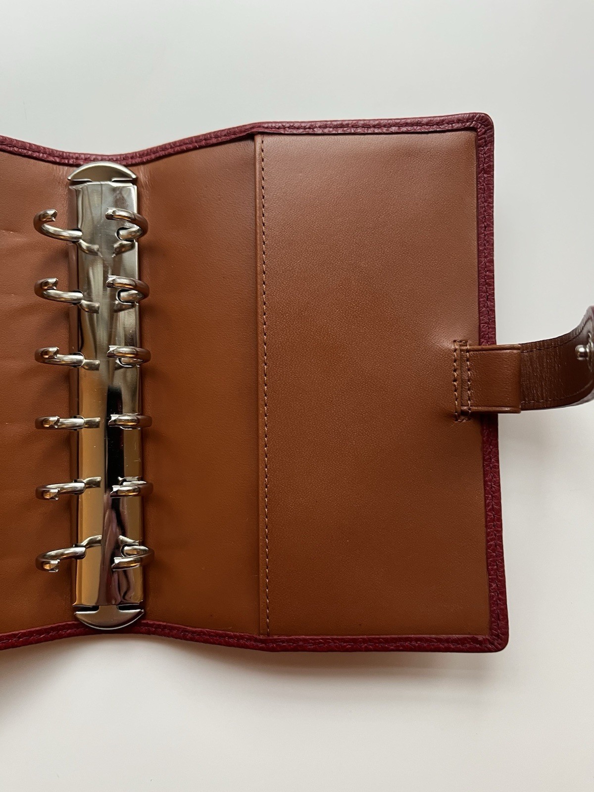 Vtg Y2K Coach Agenda Organizer 2 Toned Leather Red/ Caramel Mini6/ Pocket Size