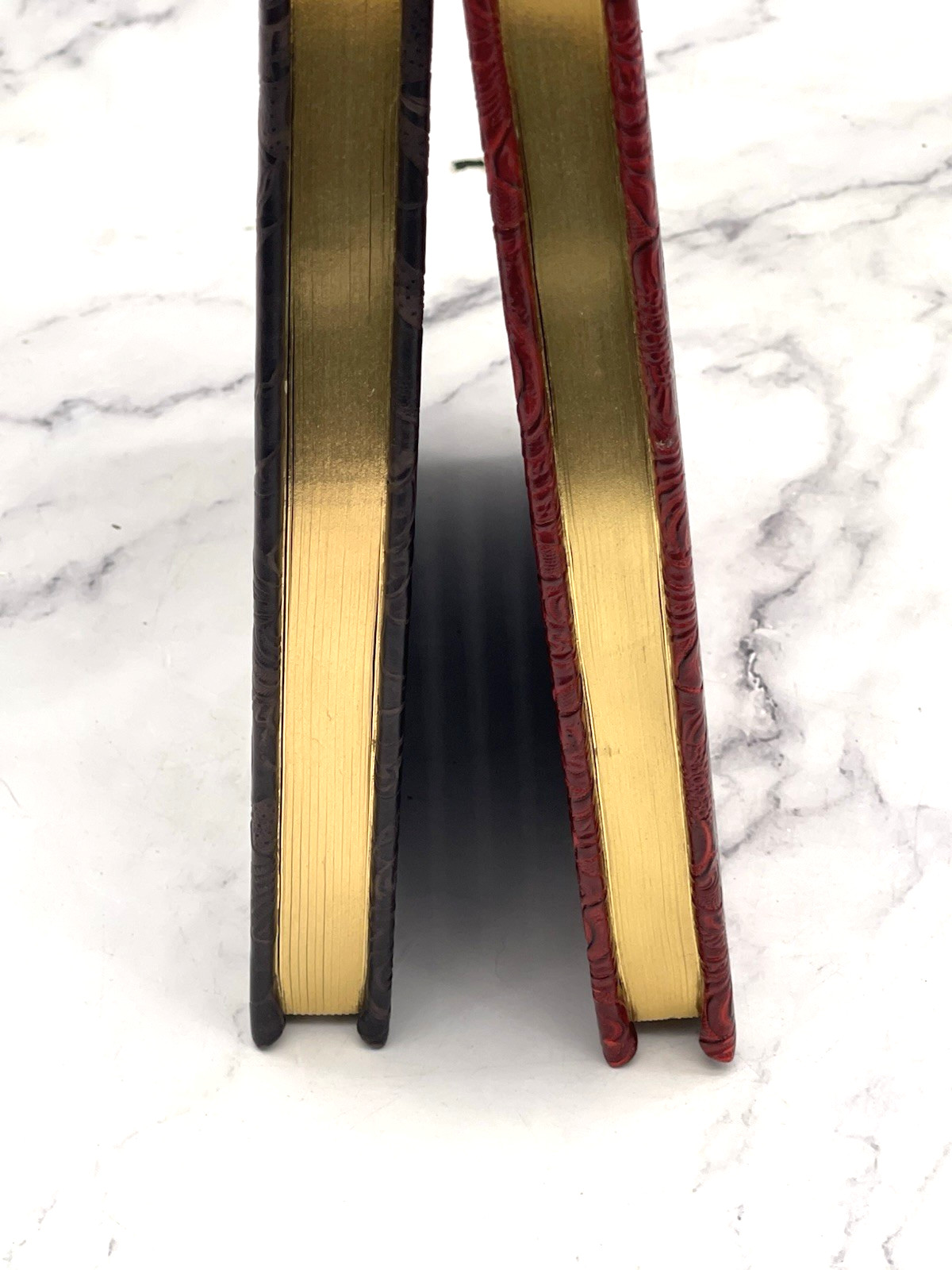 Set of 2 Leather Embossed Hard Cover Journal Notebook Gold Pages Travel Writing