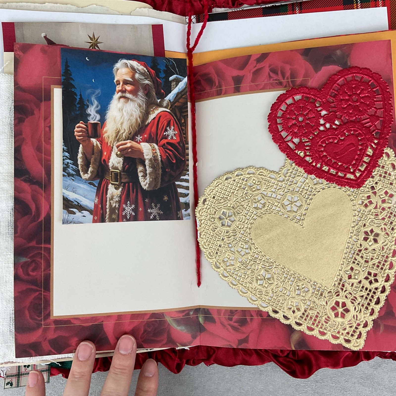 Handmade Christmas Junk Journal – 86 pages mixed media art book – quilted plaid