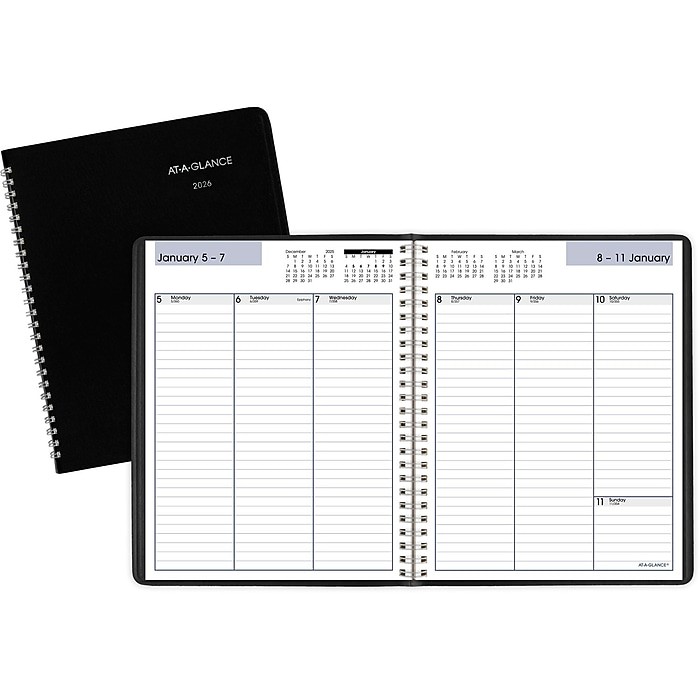 2026 AT-A-GLANCE DayMinder Weekly Planner, Faux Leather Cover, Black (G590-00)