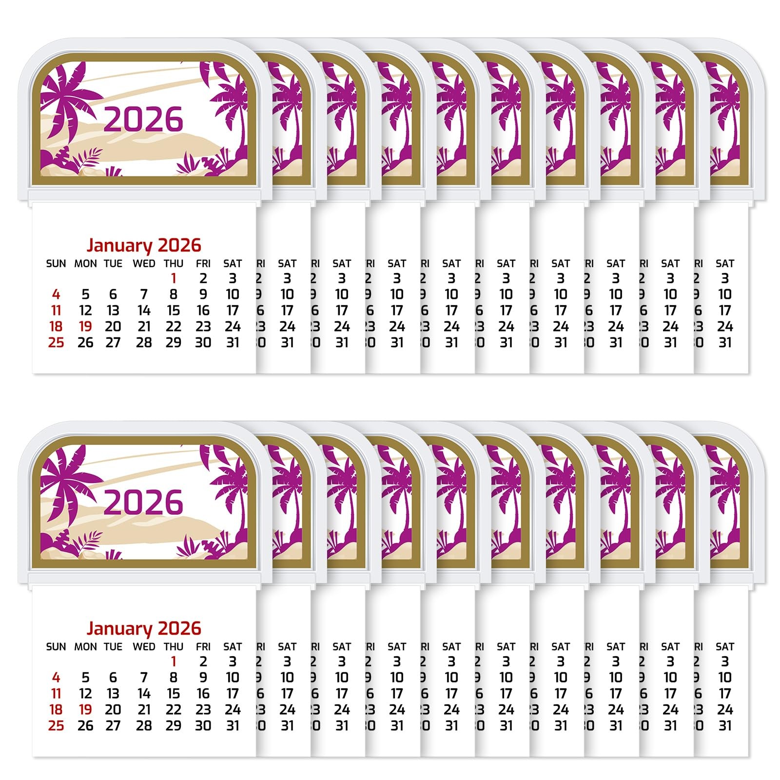 Resurhang 20 Pcs 2026 Mini Stick on Calendar Peel and Small…