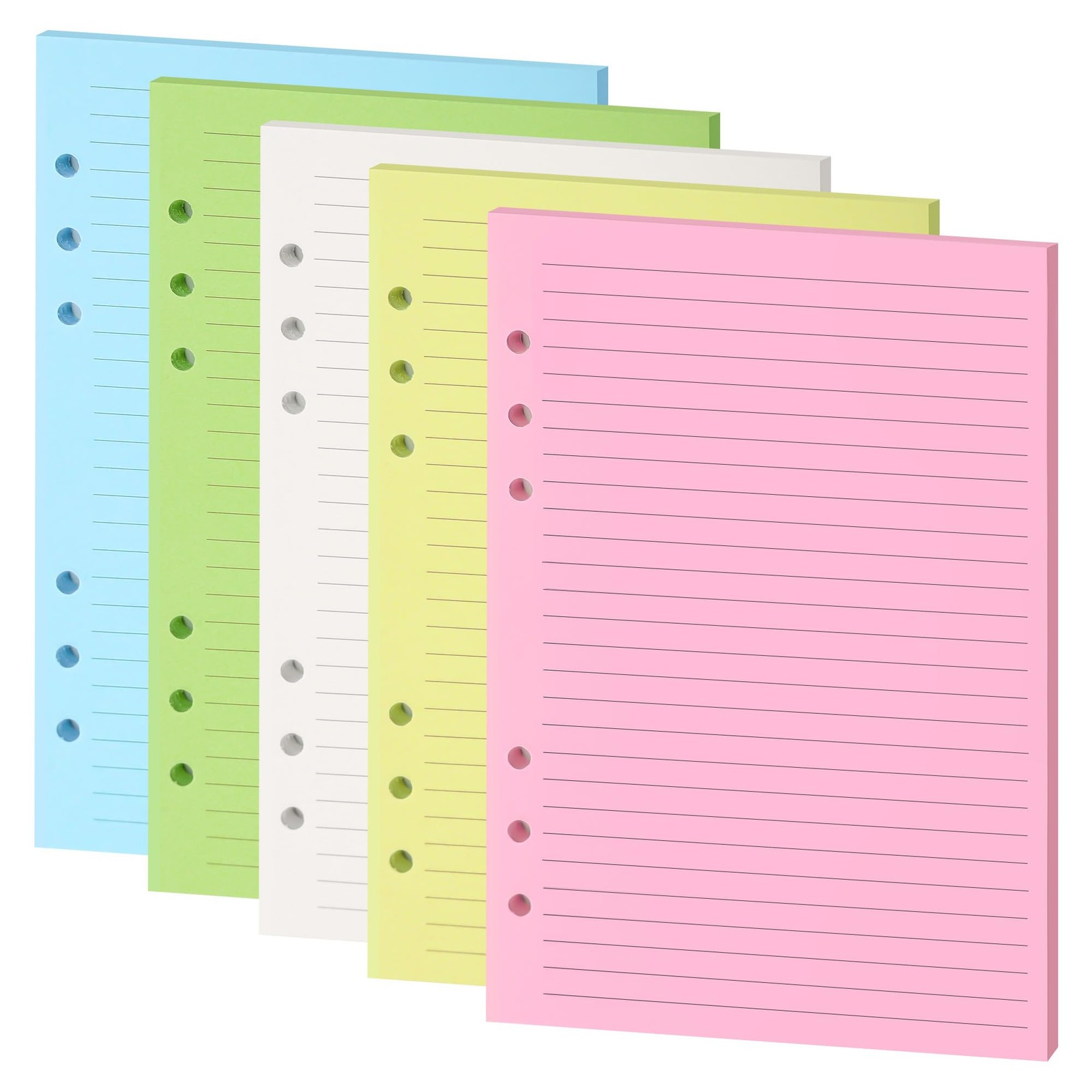 Lined Refill Paper 2 Pack A5 Colorful Ruled Journal Fillers 100 Sheets 200 Pages