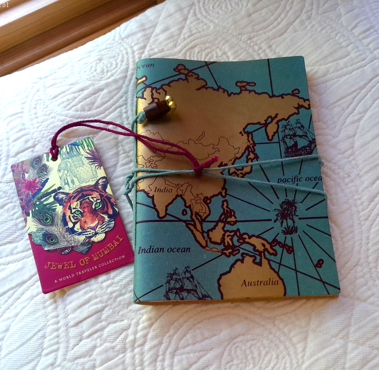 JEWEL OF MUMBAI WORLD MAP HANDMADE LEATHER JOURNAL METAL LATCH 144 LINED PAGES