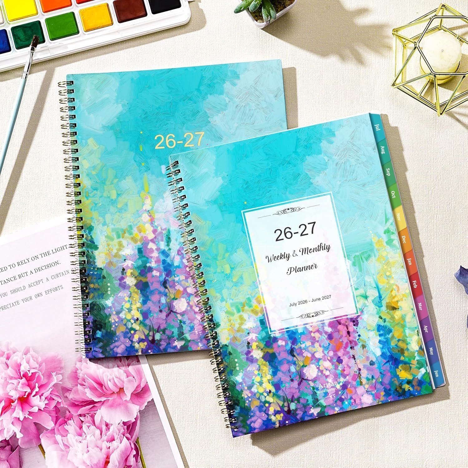 Chic 9″ x 11″ Weekly & Monthly Planner 2026-2027 | Durable Twin-Wire Binding