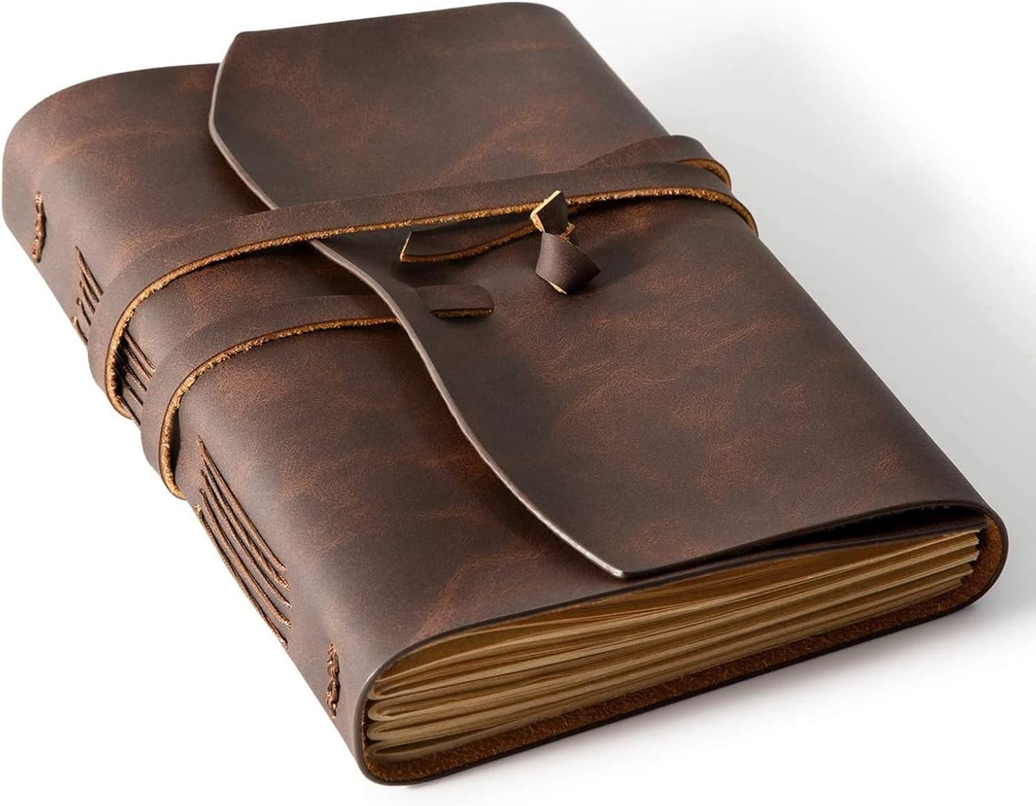 Genuine Leather Journal 5×7.1in 260 Page Vintage Kraft Paper Brown Notebook
