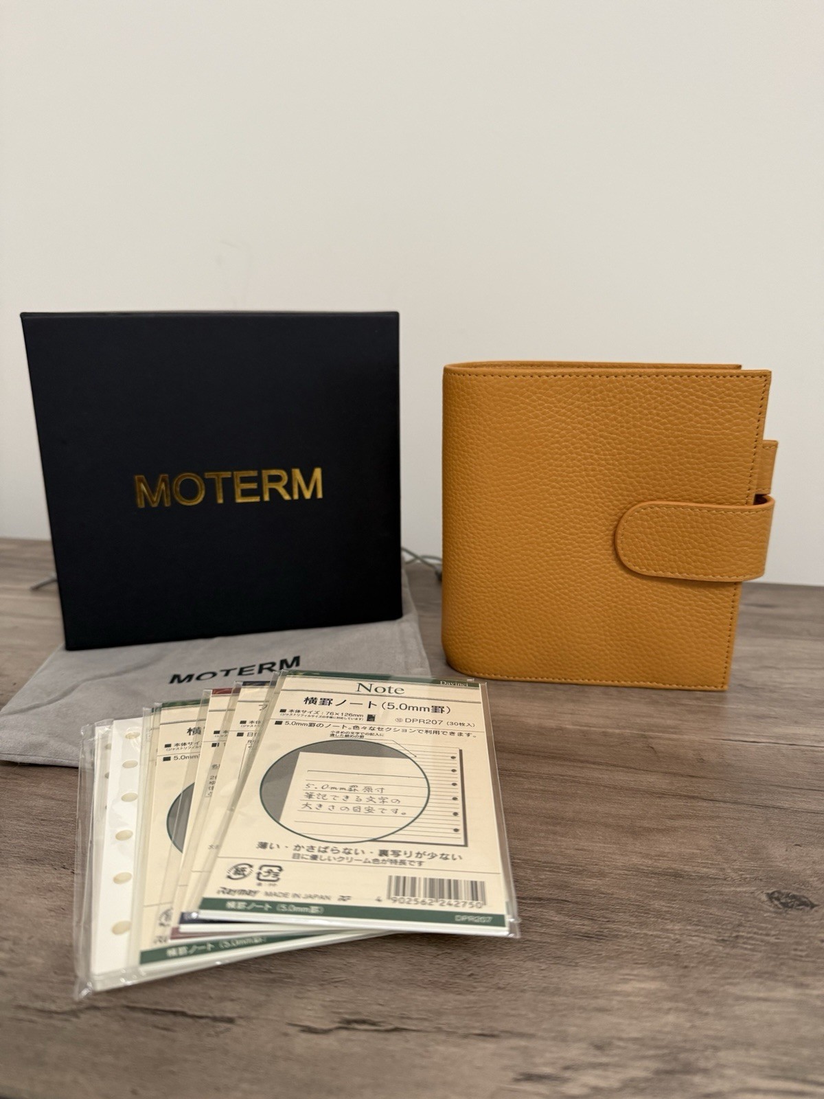 Moterm Pocket A7 Mustard Yellow Pebbled Leather Planner Organizer Binder 30mm