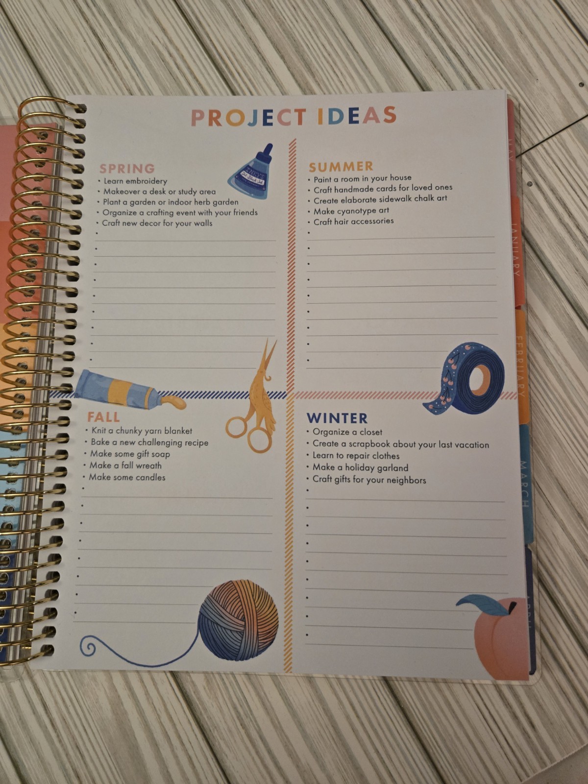 Rare Recollections 12-Month Dated Creativity Spiral Planner – Horizontal Layout