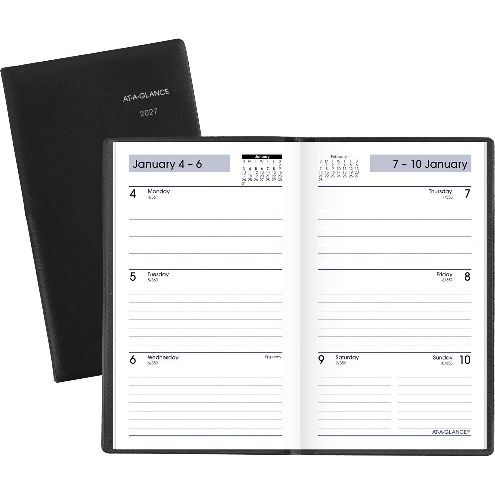 AT-A-GLANCE 2027 Planner, Weekly, 3.5″ x 6″, Pocket Size, x Black
