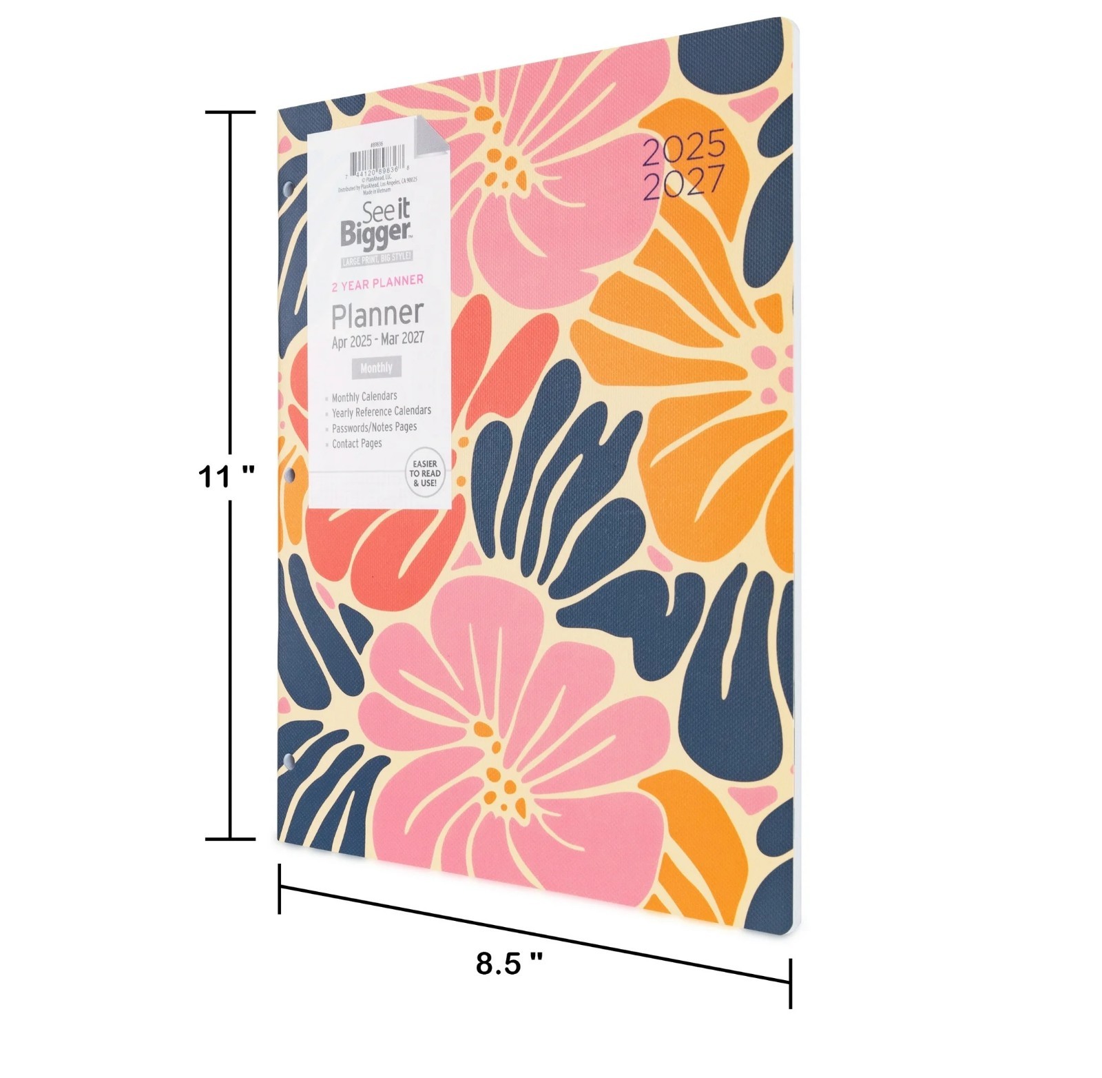 PlanAhead See It Bigger Floral Apr25-Mar27 Monthly 8.5×11″ Planner Large