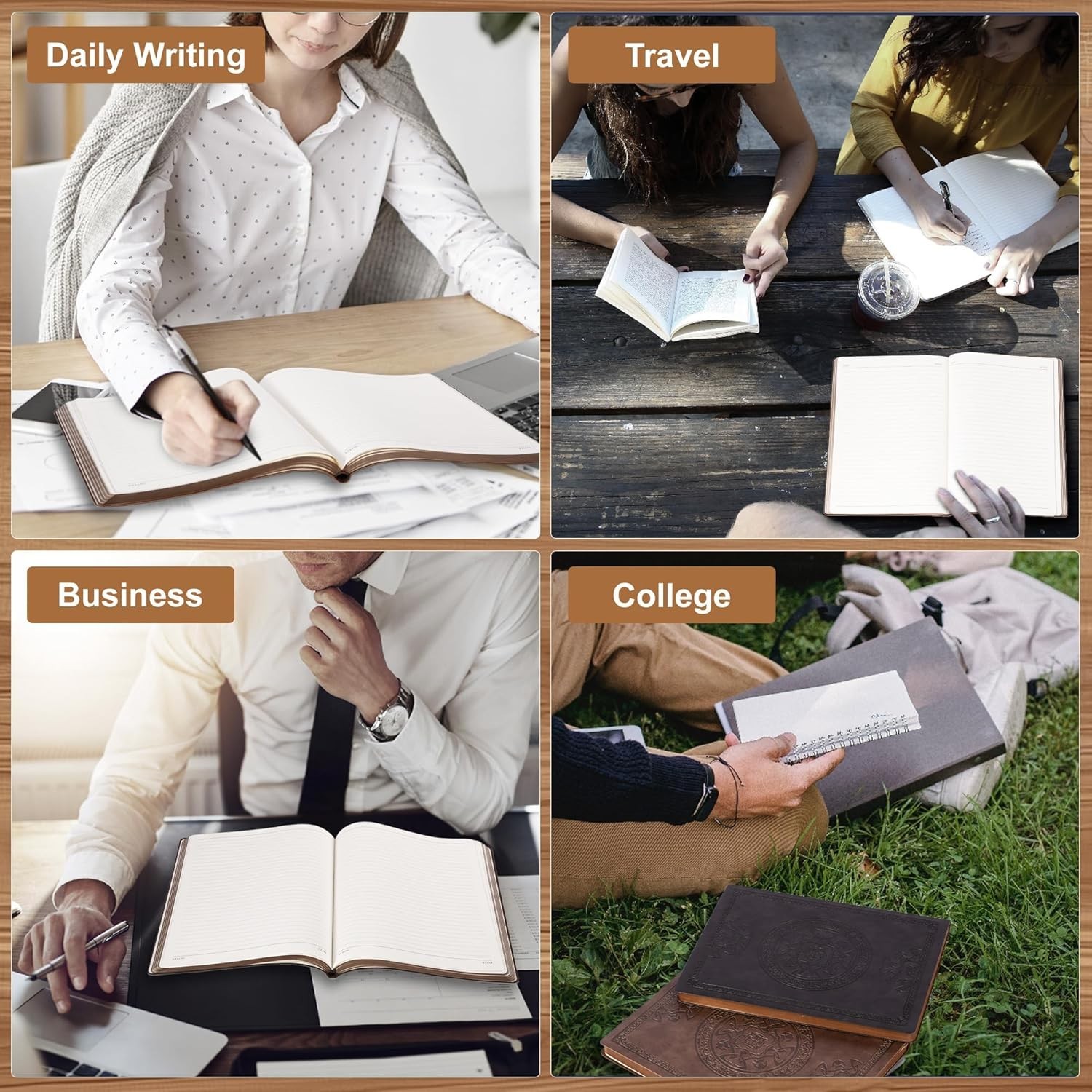 Lined Journal Notebook for Women Men, 300 Pages Soft Cover Notebook Leather J…