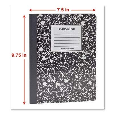 Universal 20930 Composition Book, Wide Rule, 9 3/4 x 7 1/2, White, 100 White