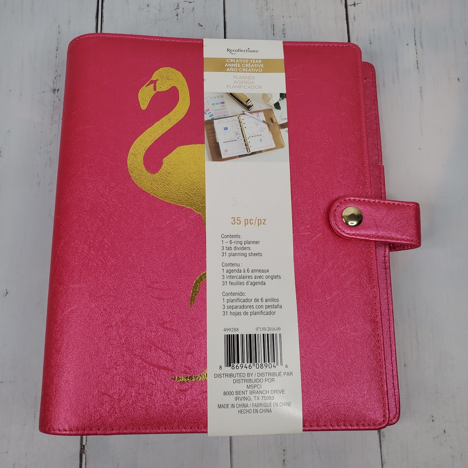 Creative Year 6 Ring Small Planner by Recollections – Hot Pink Gold Flamingo NEW