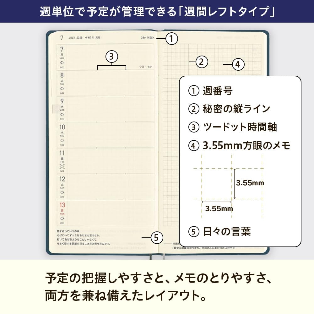 2025 weeks English version yuge fabric farm/Urokomon January start weekly planne